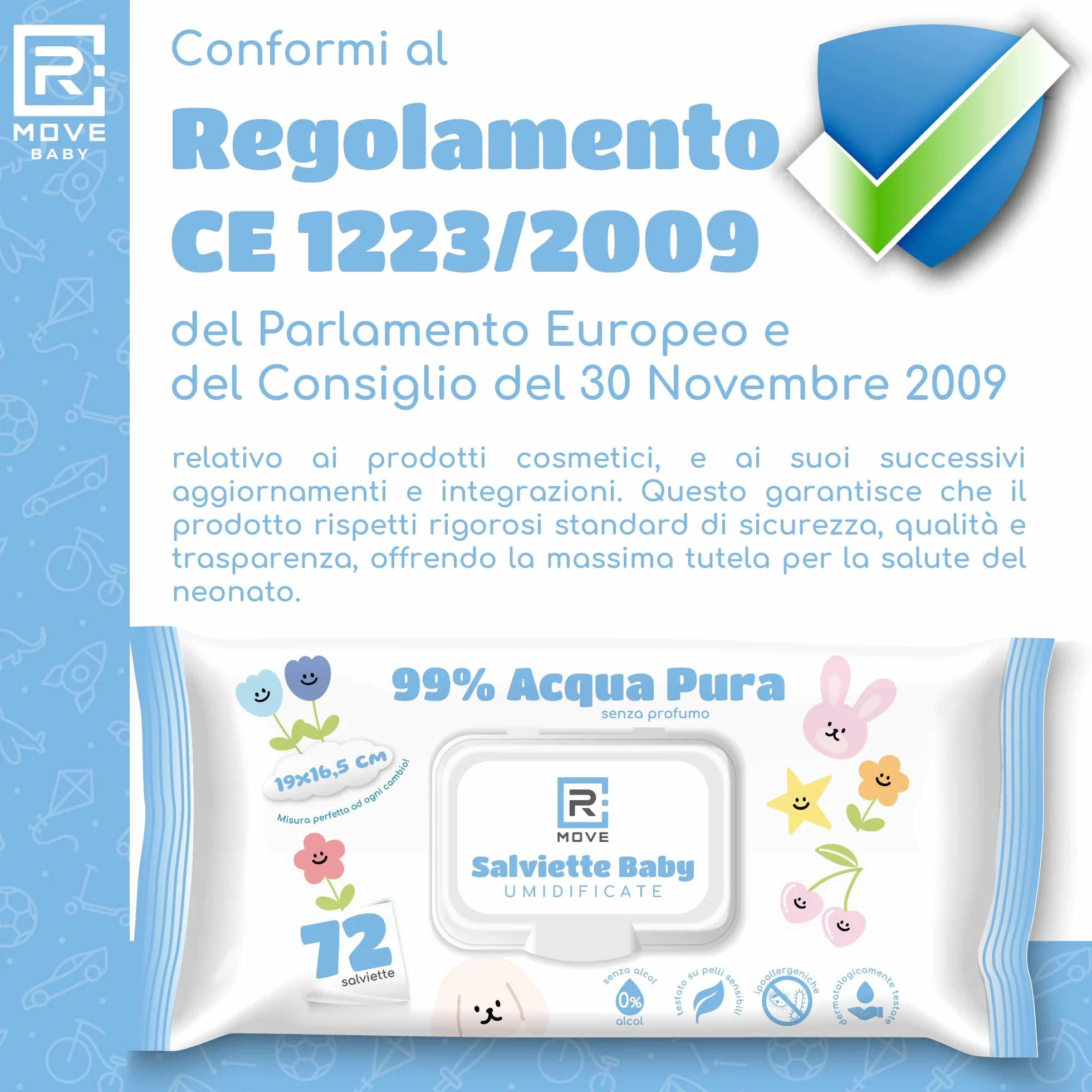 Acqua Pura salviette neonato umidificate 99% Acqua, 8x72 sztuk, Coperchio Salvafreschezza, idratanti, igienizzanti, rinfrescanti, mani e corpo