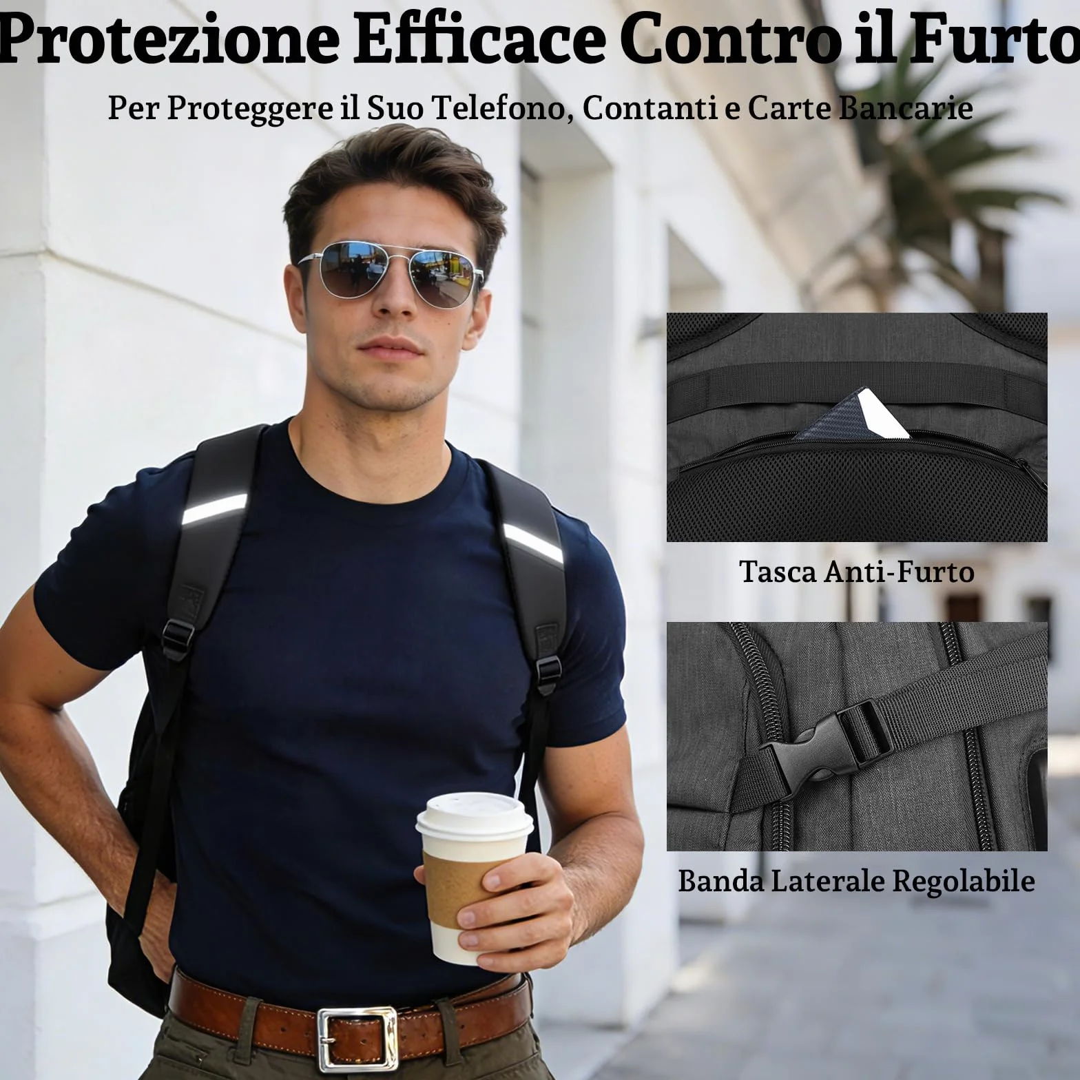 Zaino Porta PC, 15-17,3" PC per Zaino Uomo, Zaino da Viaggio e Scuola con Porta USB, Compagno Versatile per Adolescenti, Studenti e Lavoratori