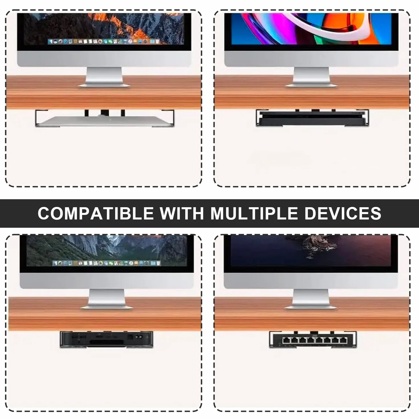 Supporto Laptop Sotto Scrivania in Alluminio - Mensola Portatile Con Vite per Computer, Risparmio di Spazio, Compatibile Con 0-40 mm, Nero