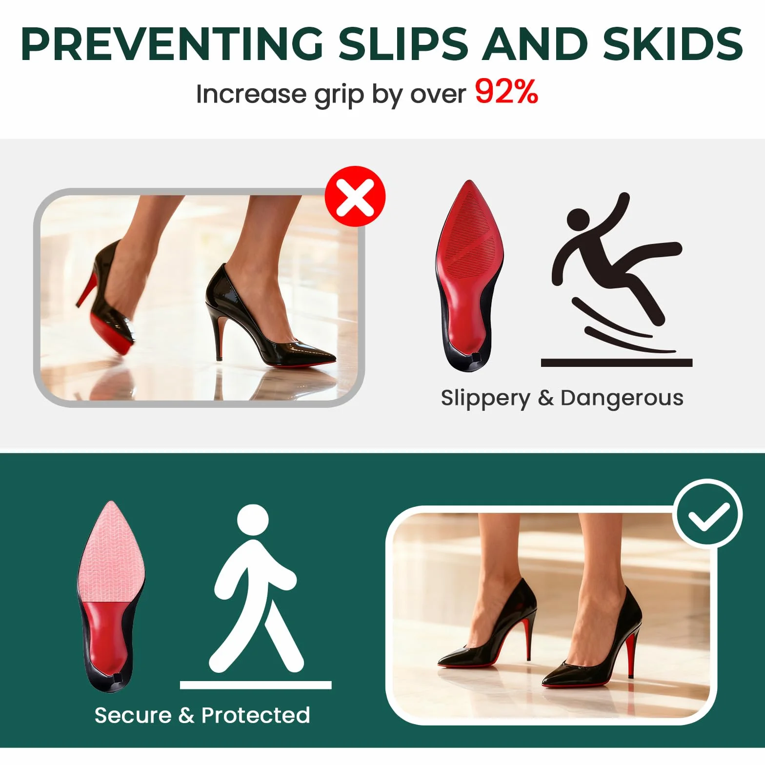 Cuscinetti antiscivolo autoadesive per scarpe Welnove 6 Pcs in silicone