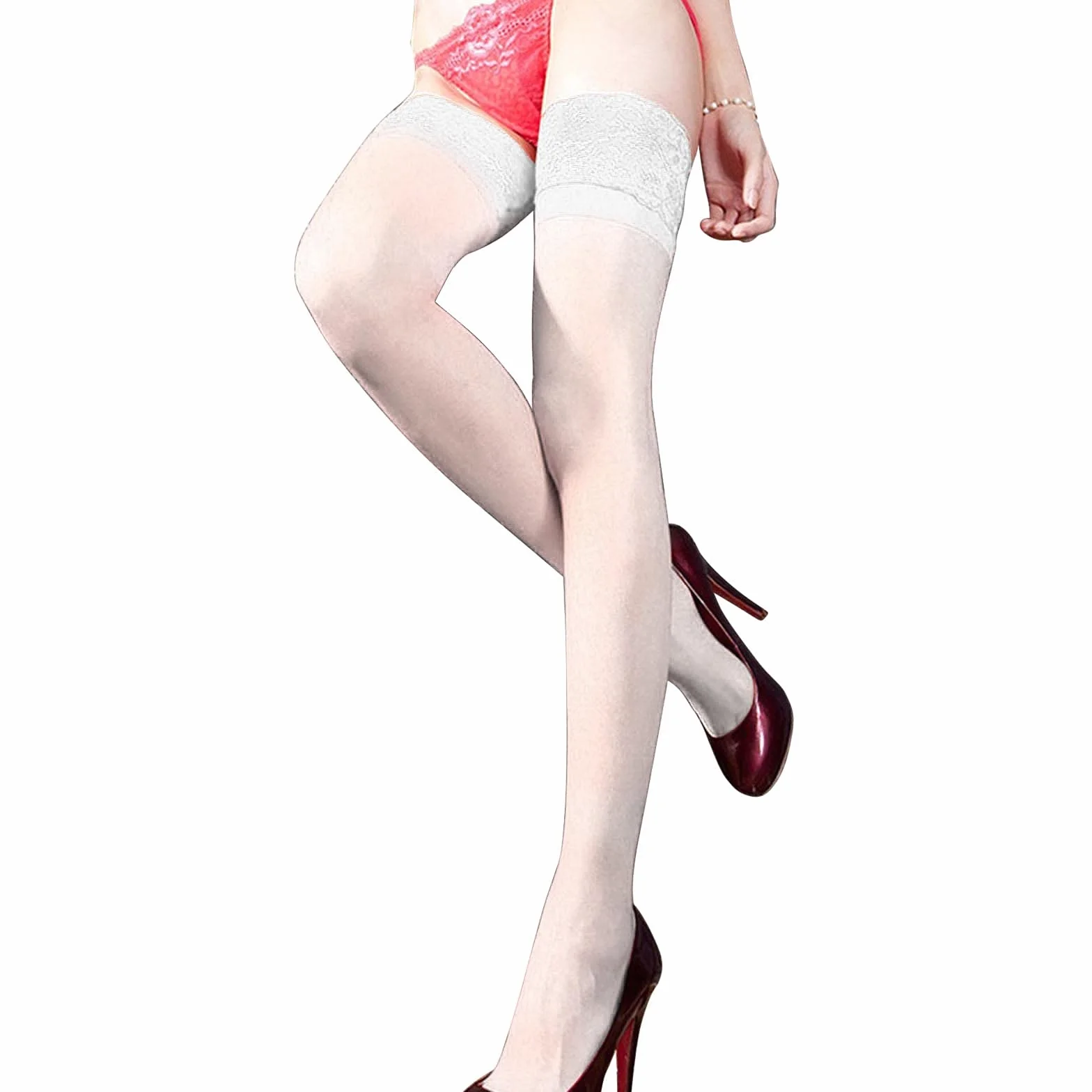 Calze da donna Coscia pura Lingerie Sexy Pizzo High Top Spessa