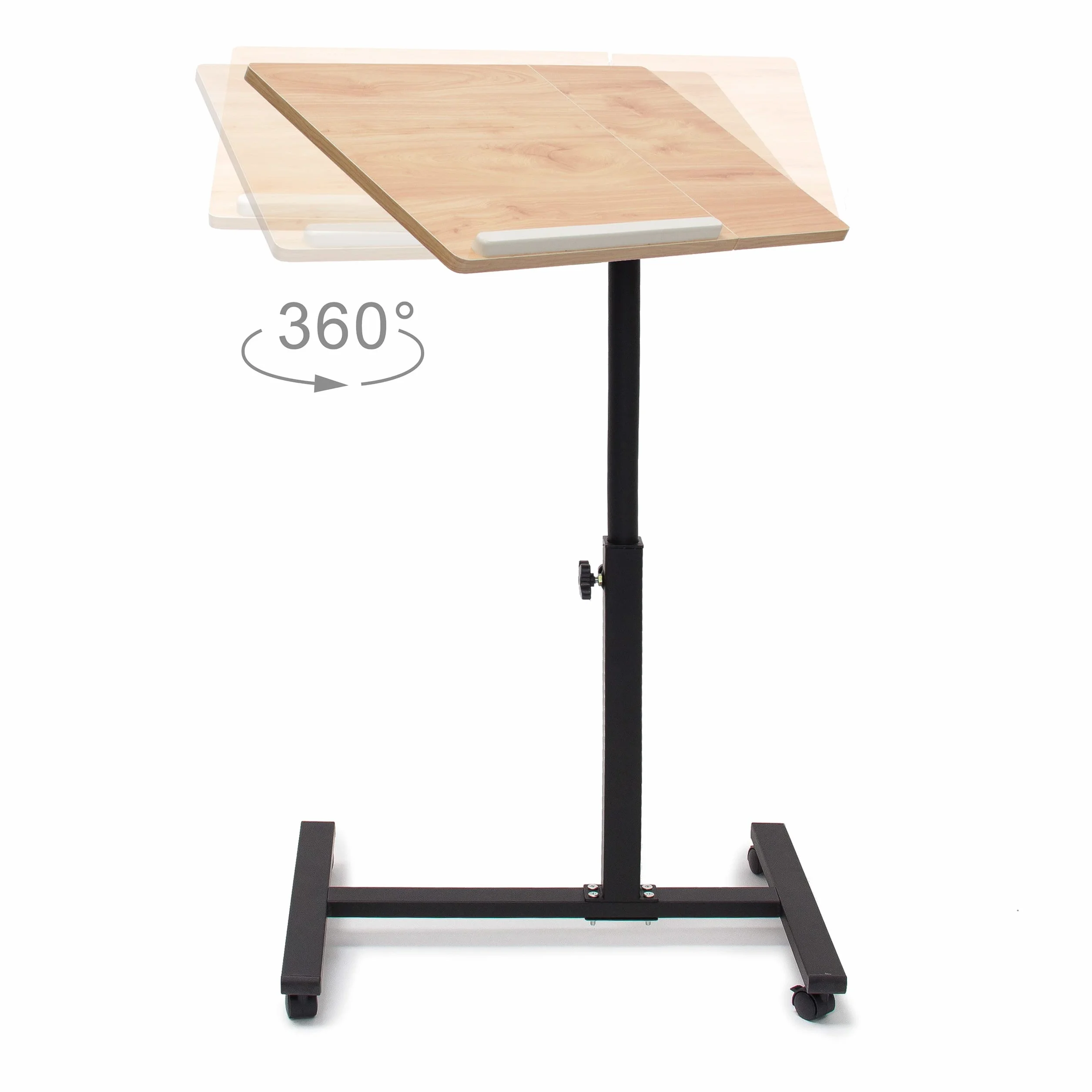 Relaxdays Tavolino per Pc, Supporto Computer Portatile, Mobile Grande, HLP 98x60x40,5cm, 4 Ruote Girevoli,Marrone Chiaro