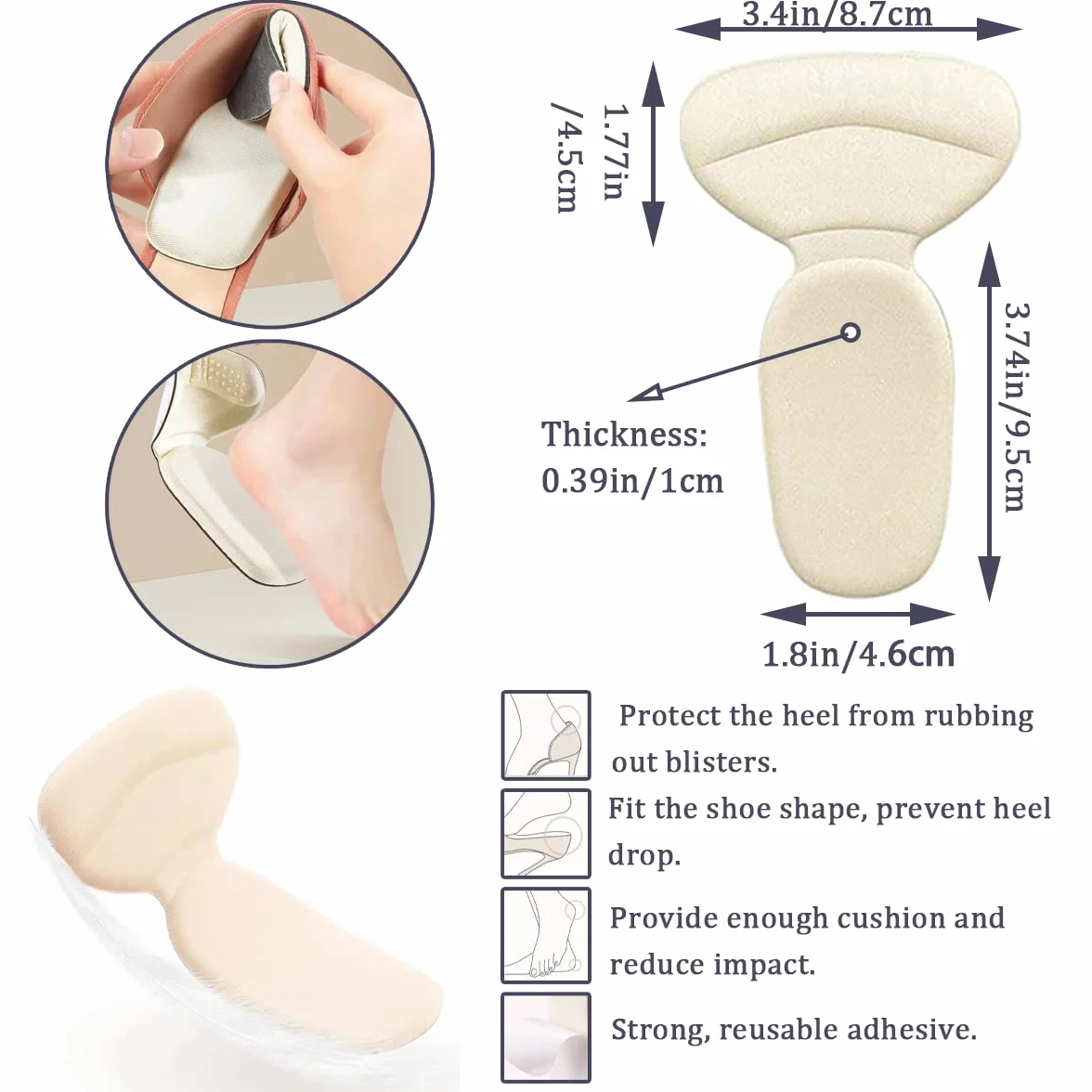 6 Par Cuscinetti per Tacchi Alti Inserti Scarpa Metatarsale Tallone Aderente Protezione Pad