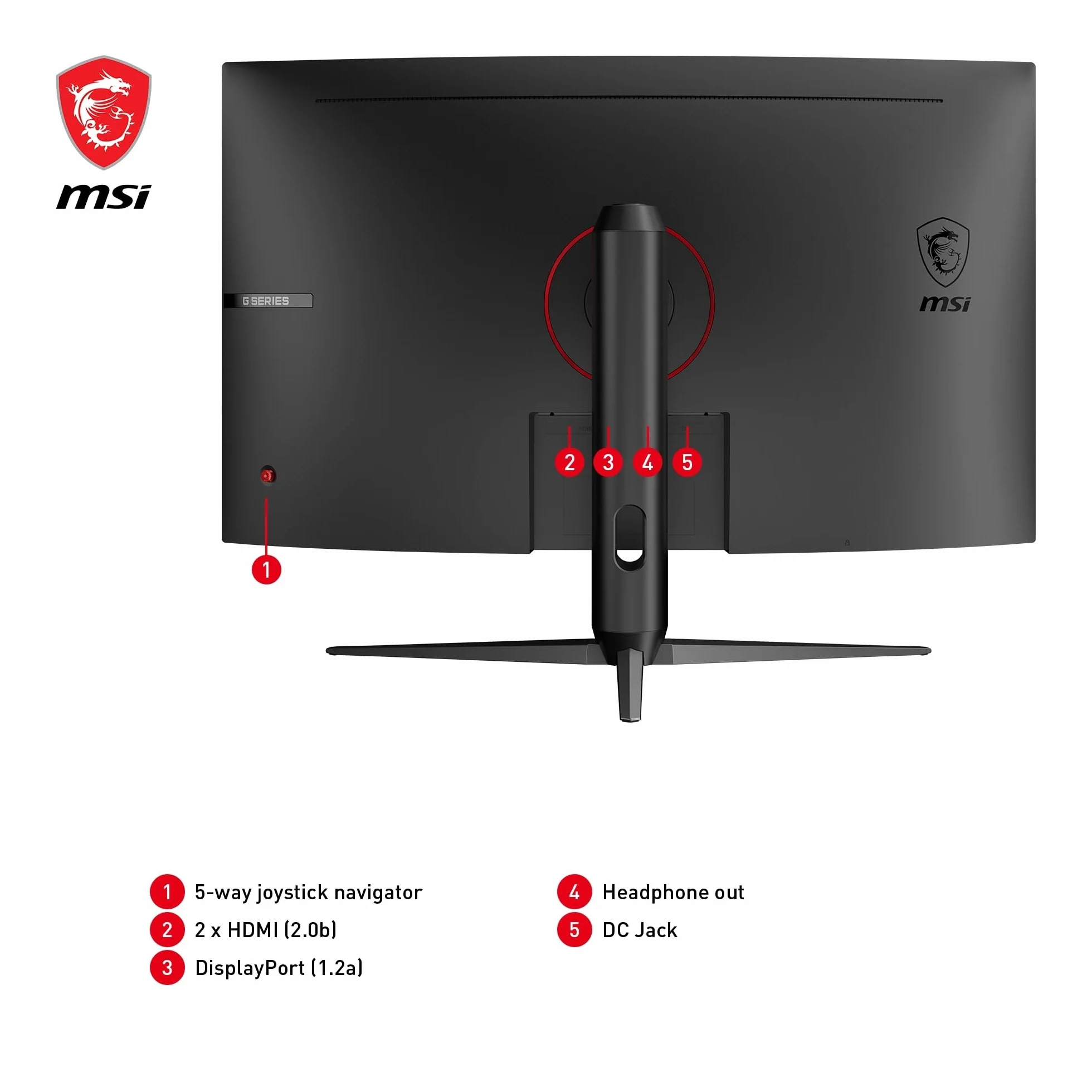 MSI G32CQ5P Monitor Gaming curvo WQHD 31,5" (80 cm) - Pannello VA 1500R (2560 x 1440), 170Hz / 1ms, Adaptive Sync, supporto regolabile a 3 vie - DP 1.2a, HDMI 2.0b CEC