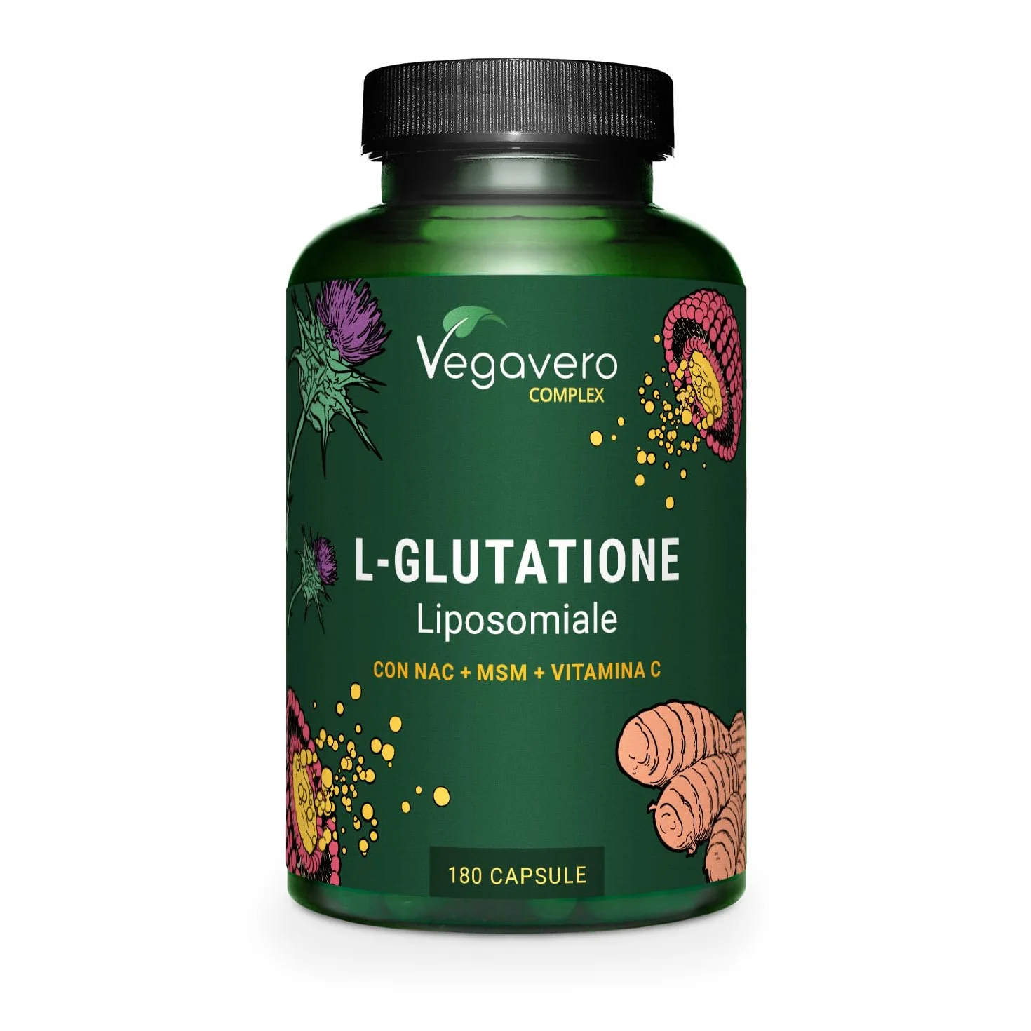 Vegavero Glutatione Liposomiale e Ridotto 180 Capsule Antiossidante Disintossicante Vegano