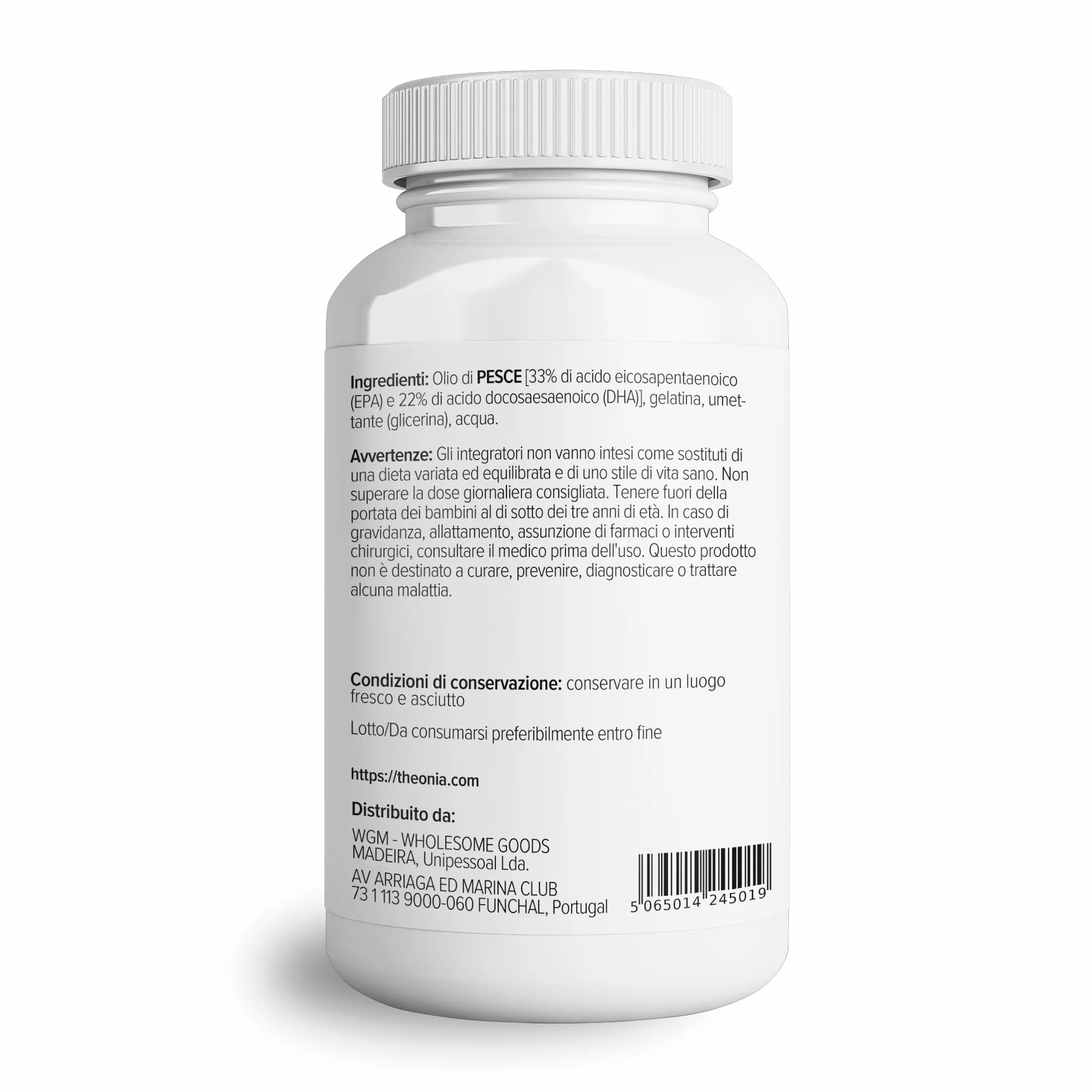 Theonia olio di pesce omega 3 puro 2000mg con vitamina E - EPA + DHA - Supporta cuore, articolazioni, cervello e sistema immunitario - 60 capsule morbide