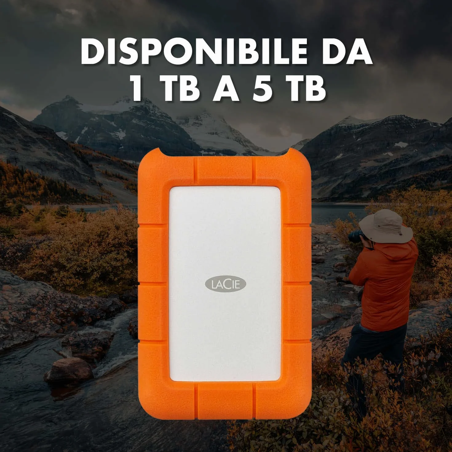 LaCie Rugged Mini 4TB, Hard disk esterno portatile, 2.5", per PC Mac iPad & iPhone, Data Rescue Service (LAC9000633)
