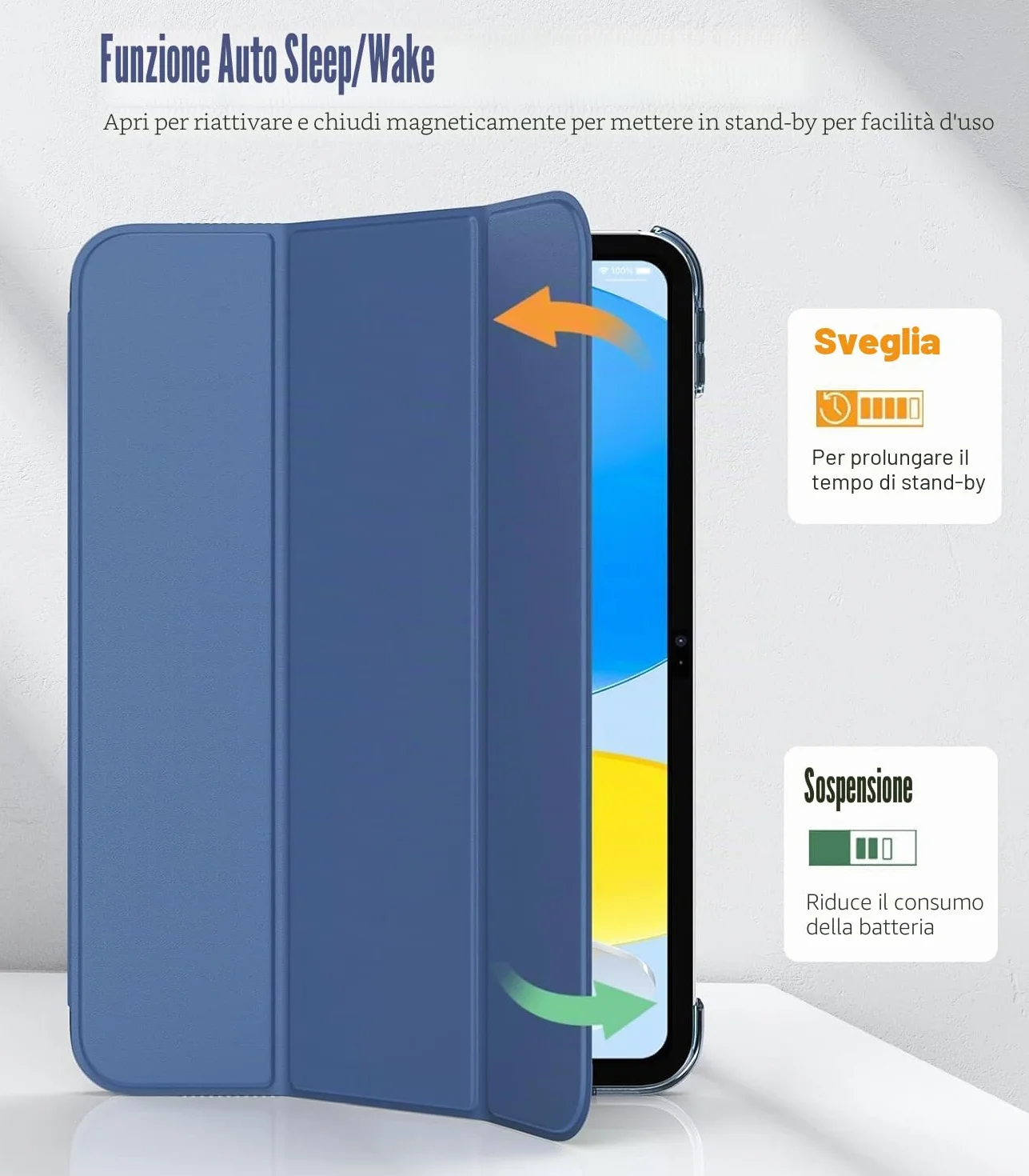 TiMOVO Custodia iPad 11 Gen 2025 A16, iPad 10 Gen 10,9" 2022, Retro PC Rigido Semi-Trasparente, Auto Sveglia/Sonno, Blu Abisso