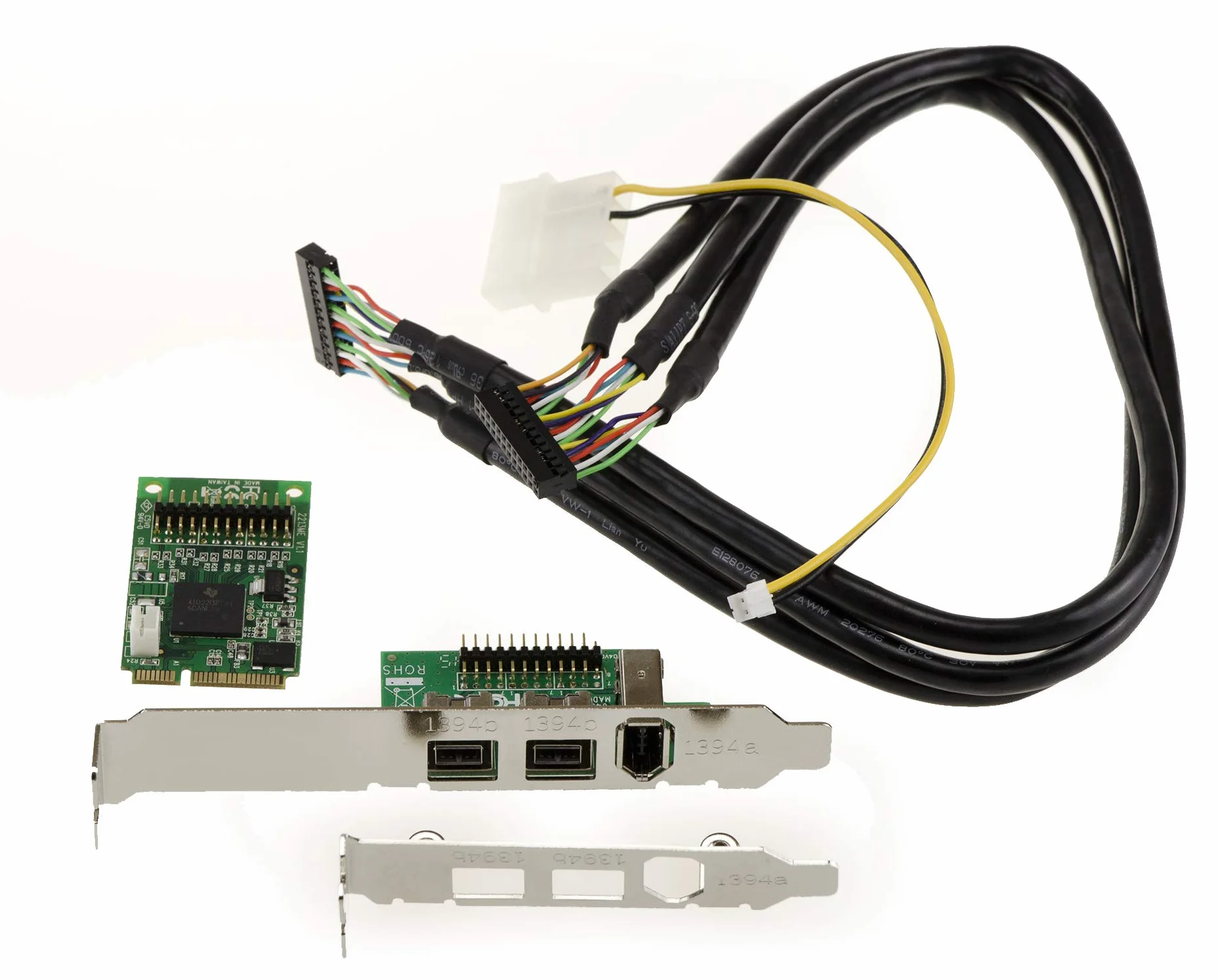 KALEA-INFORMATIQUE Scheda controller Mini PCIe Firewire 800 e 400 IEEE1394A e IEEE1394B su porta mPCIe con 2+1 uscite e chipset TI