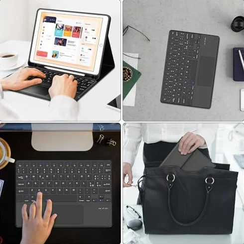 IVEOPPE Tastiera iPad 6 Generazione 9.7" 2018 con Touchpad, Cover Tastiera Trackpad layout Italiano Bluetooth, Custodia con Portapenna per iPad 5/4 Gen/Pro 9.7/Air 2/Air 1, Nero