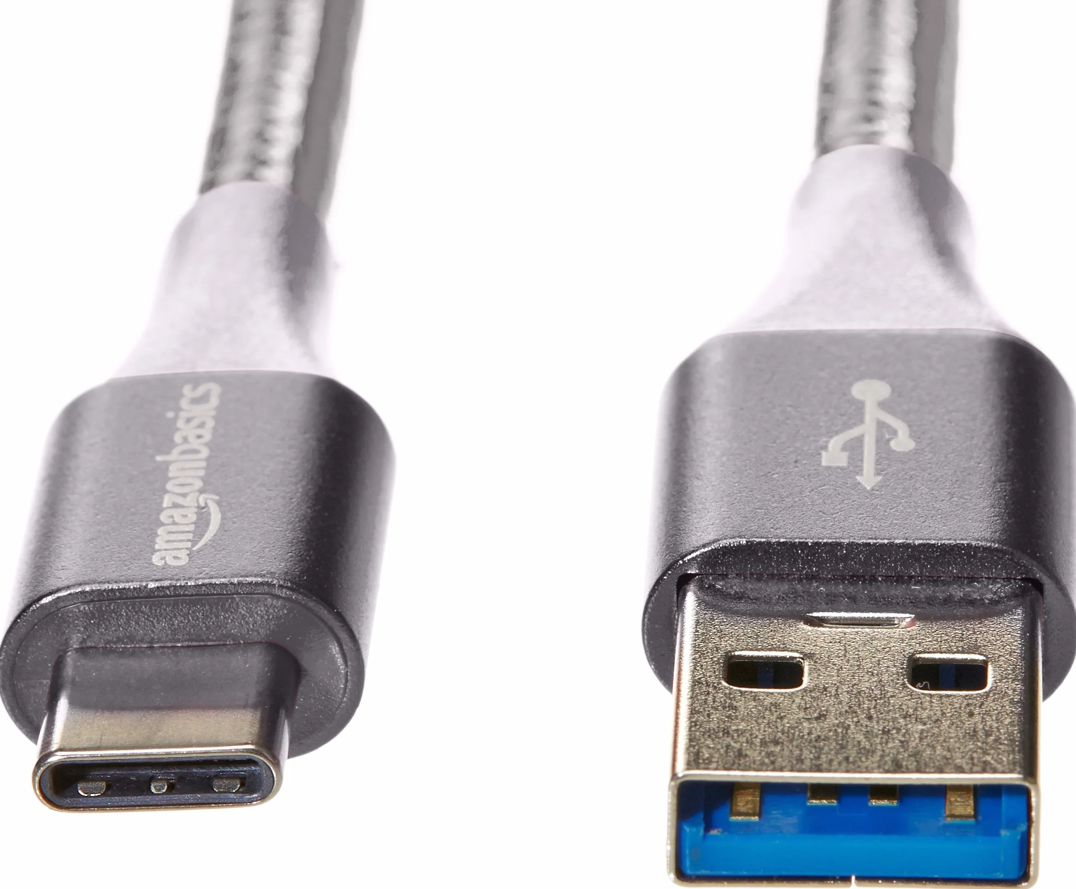 Amazon Basics Cavo di ricarica USB 3.1 Gen 2, da USB-C a USB-A, in nylon a doppia treccia, 0.9 m, grigio scuro