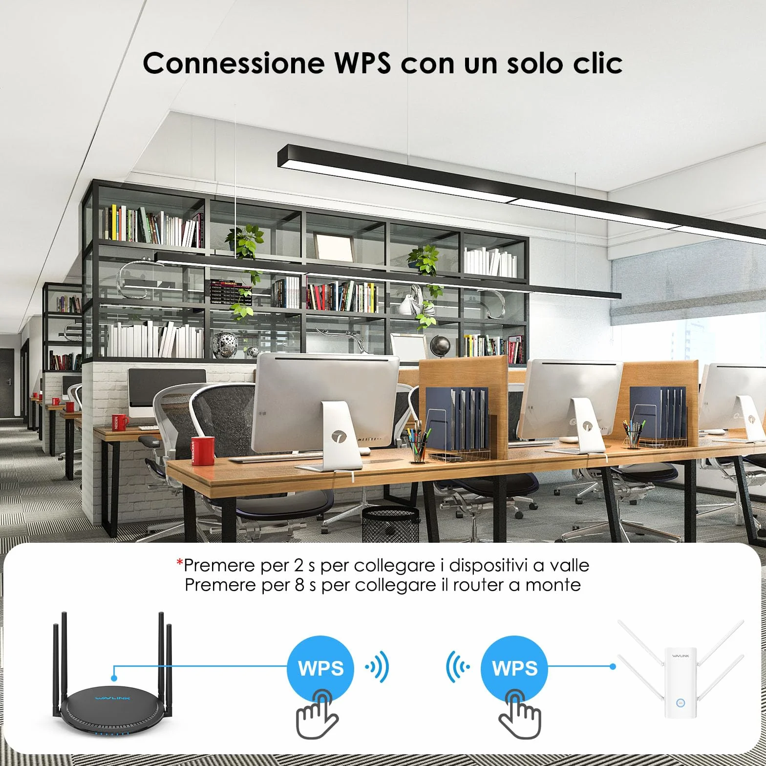 WAVLINK AX3000 Dual Band Wi-Fi 6 Range Extender, WiFi Extender Booster, ripetitore WiFi con porta Gigabit, antenne 4x5dBi, supporto ripetitore/AP/router/modalità mesh, facile installazione, funziona