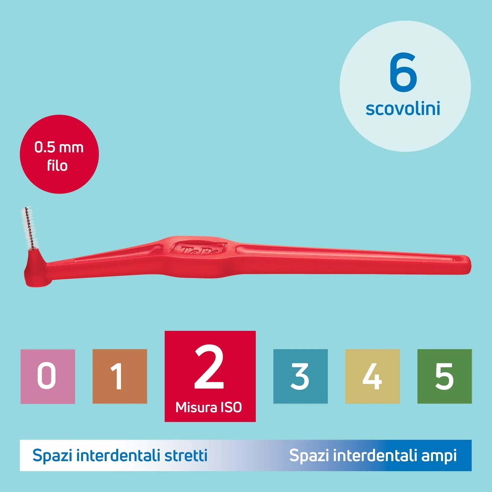 TePe Angle Scovolino Rosso 0.5mm ISO 2 6pz Pulizia Interdentale