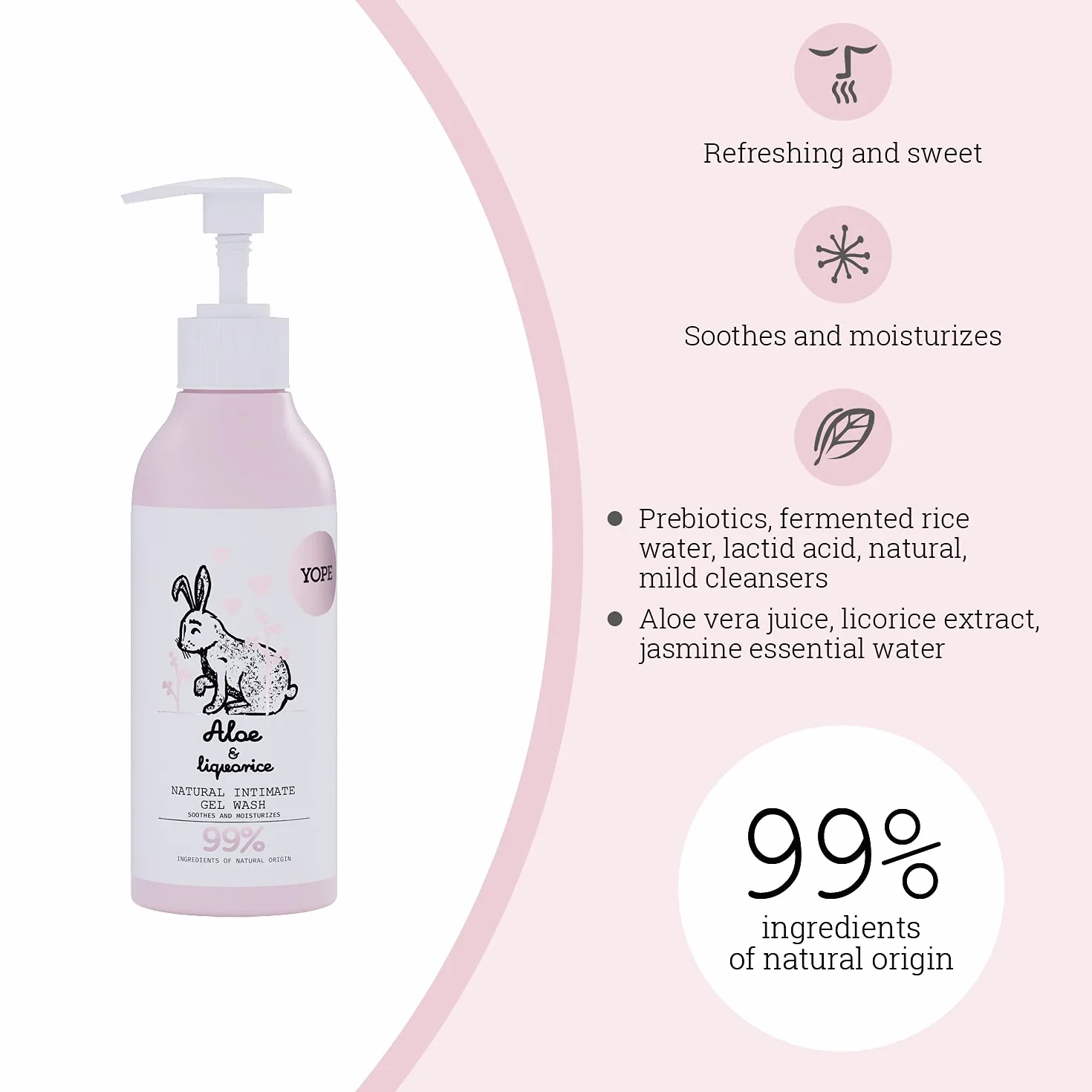 YOPE Detergente Intimo Naturale Donna Aloe Vera Liquirizia pH 4 300 ml