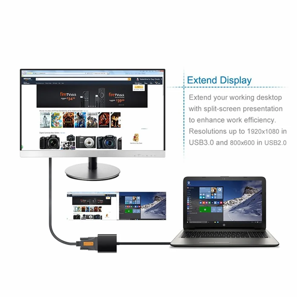 Adattatore USB 3.0 a VGA, Scheda Video Esterna per PC Laptop Windows 10/8/7