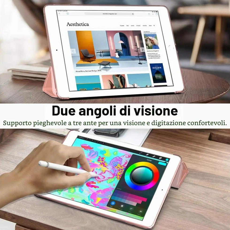 MoKo Cover per iPad 10,2" 9a Gen. 2021 8a Gen. 2020 7a Gen. 2019 Custodia Ultra Sottile Leggero Tri-fold Auto Sveglia/Sonno Retro TPU, Oro Rosa