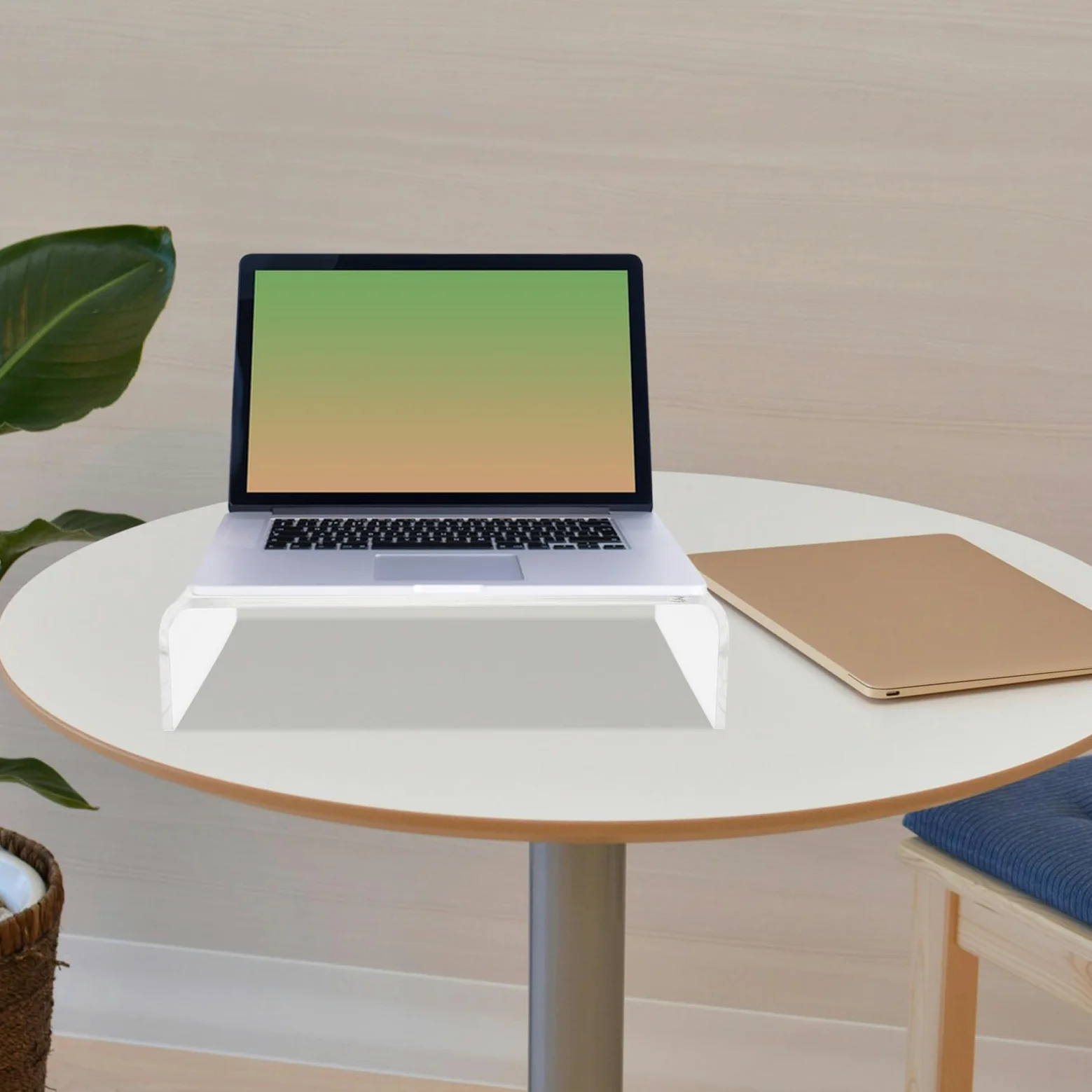 HOMSFOU Supporto per Monitor in Acrilico Trasparente per Computer da Scrivania Aumento Altezza Display e Spazio per Tastiera e Mouse