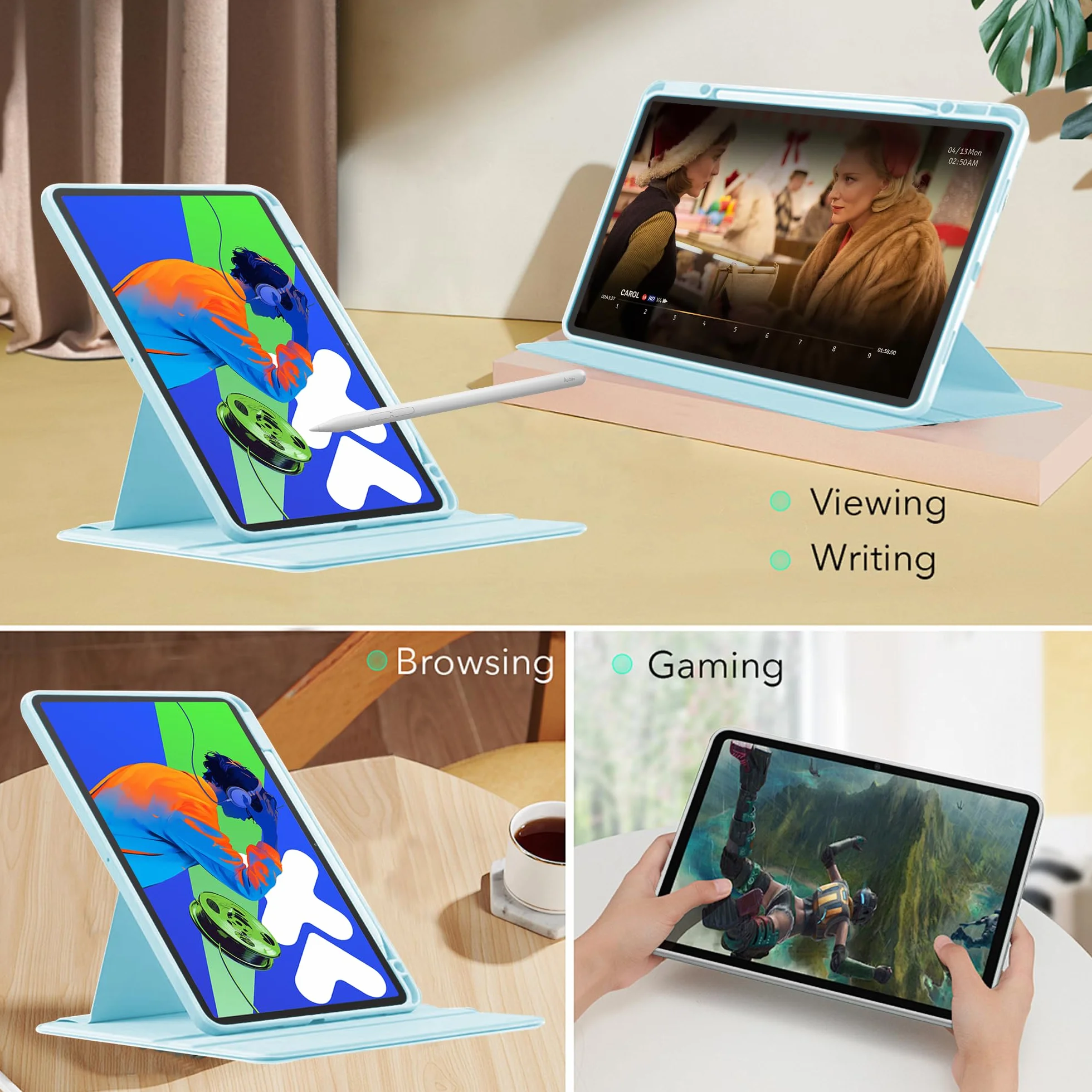 Custodia in pelle PU per HONOR Pad 10 con supporto rotante e slot penna