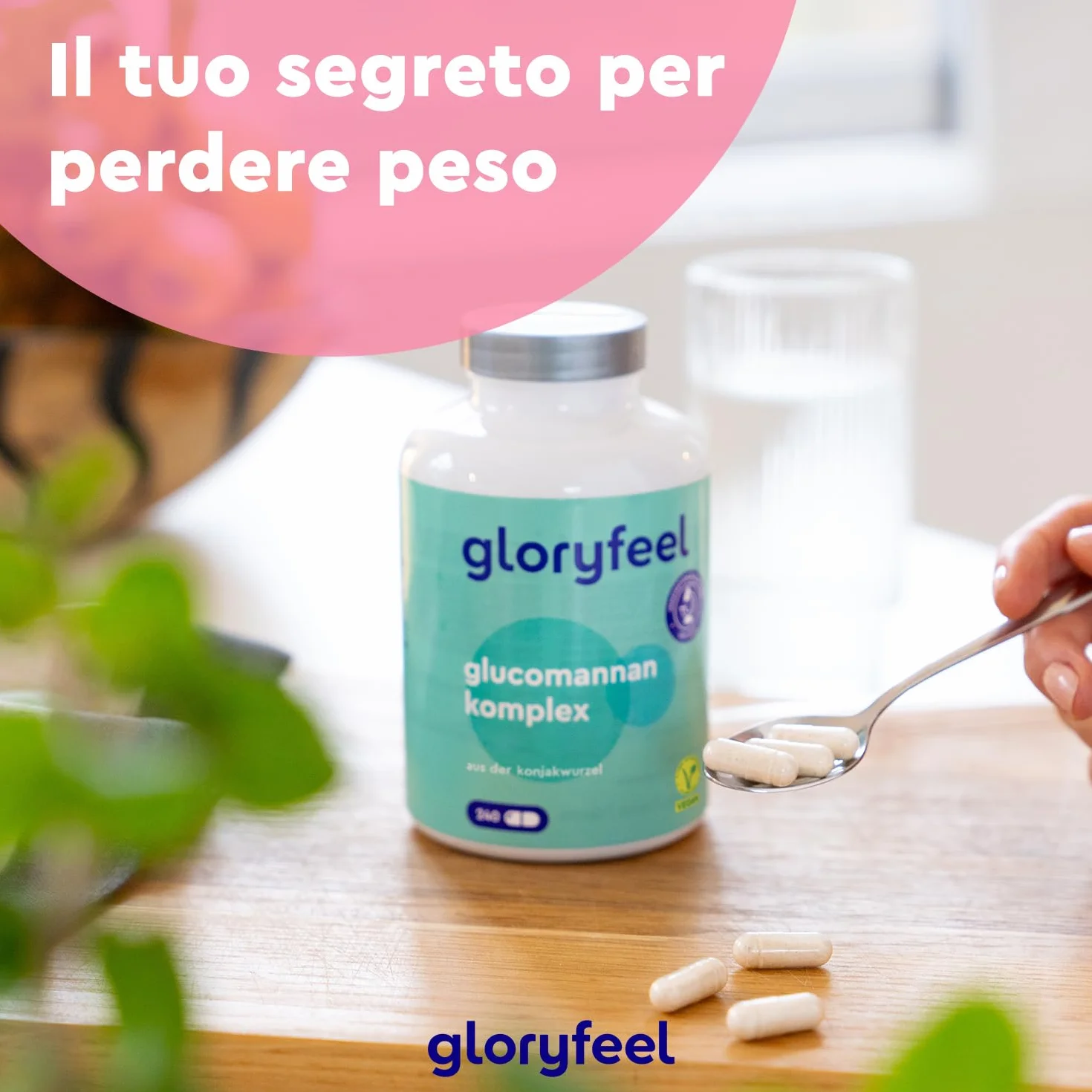 Glucomannano Forte 240 Capsule 4.000 mg per Dose Giornaliera Integratore da Radice di Konjac con Cromo e Vitamina B3
