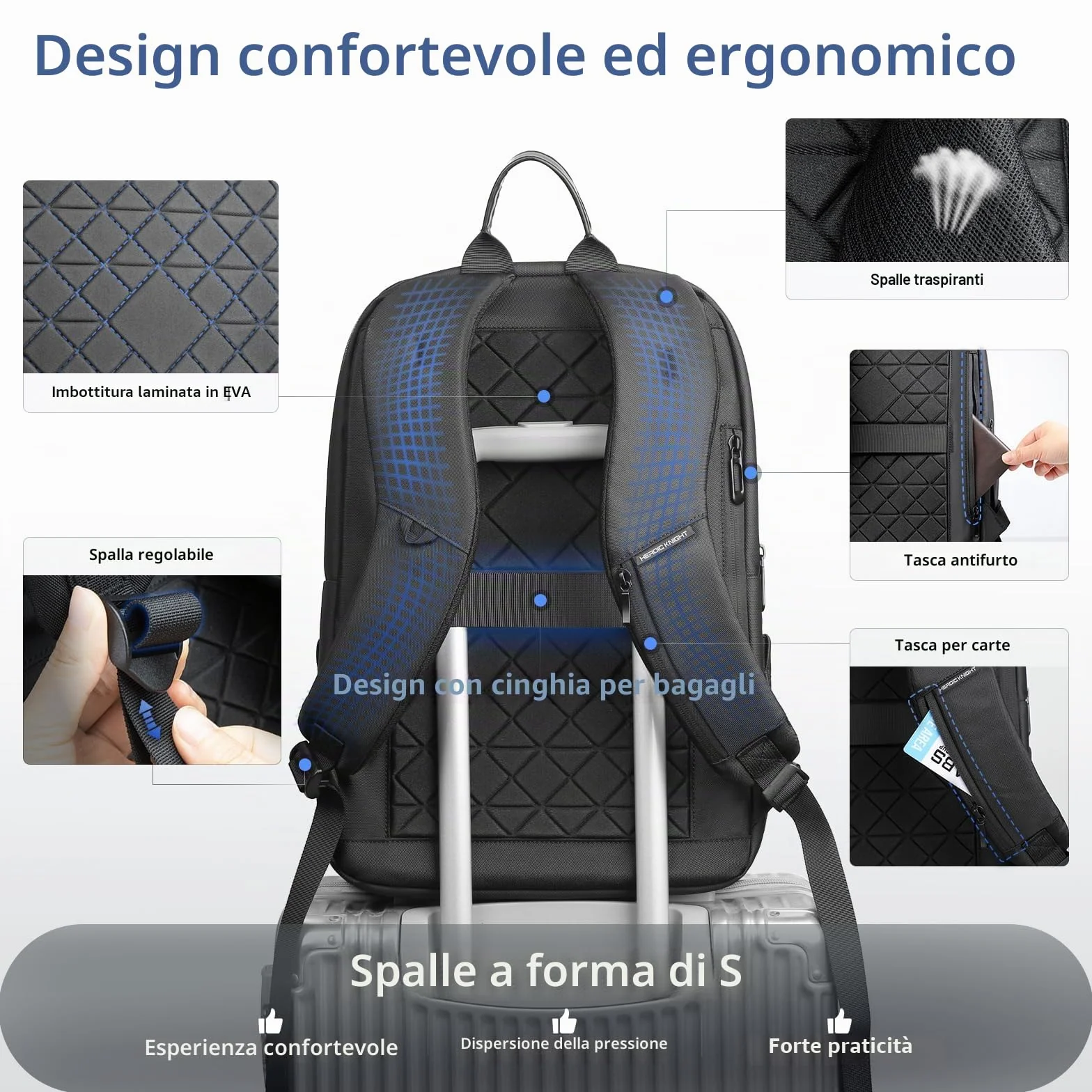 Zaino Uomo Elegante per Laptop da 16 pollici con Porta USB Bagaglio a Mano Zaino Porta pc Impermeabile Grande Capacità Antifurto per Business Lavoro Viaggi Università-Nero