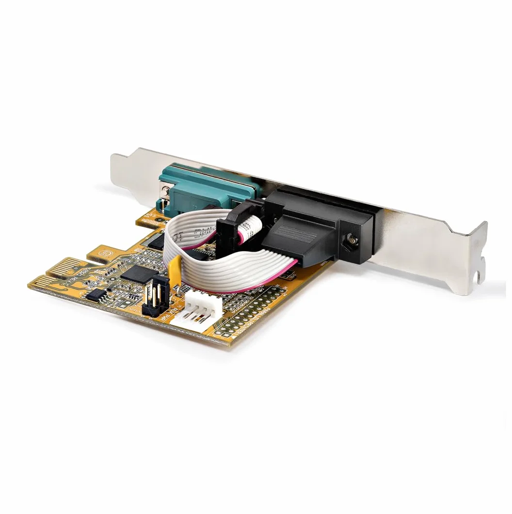 StarTech.com Scheda seriale PCI Express a 2 porte; Scheda di interfaccia seriale da PCIe a RS232 (DB9) con 16C1050 UART e ritenzione COM, 5V/12V; Windows e Linux (21050-PC-SERIAL-LP)