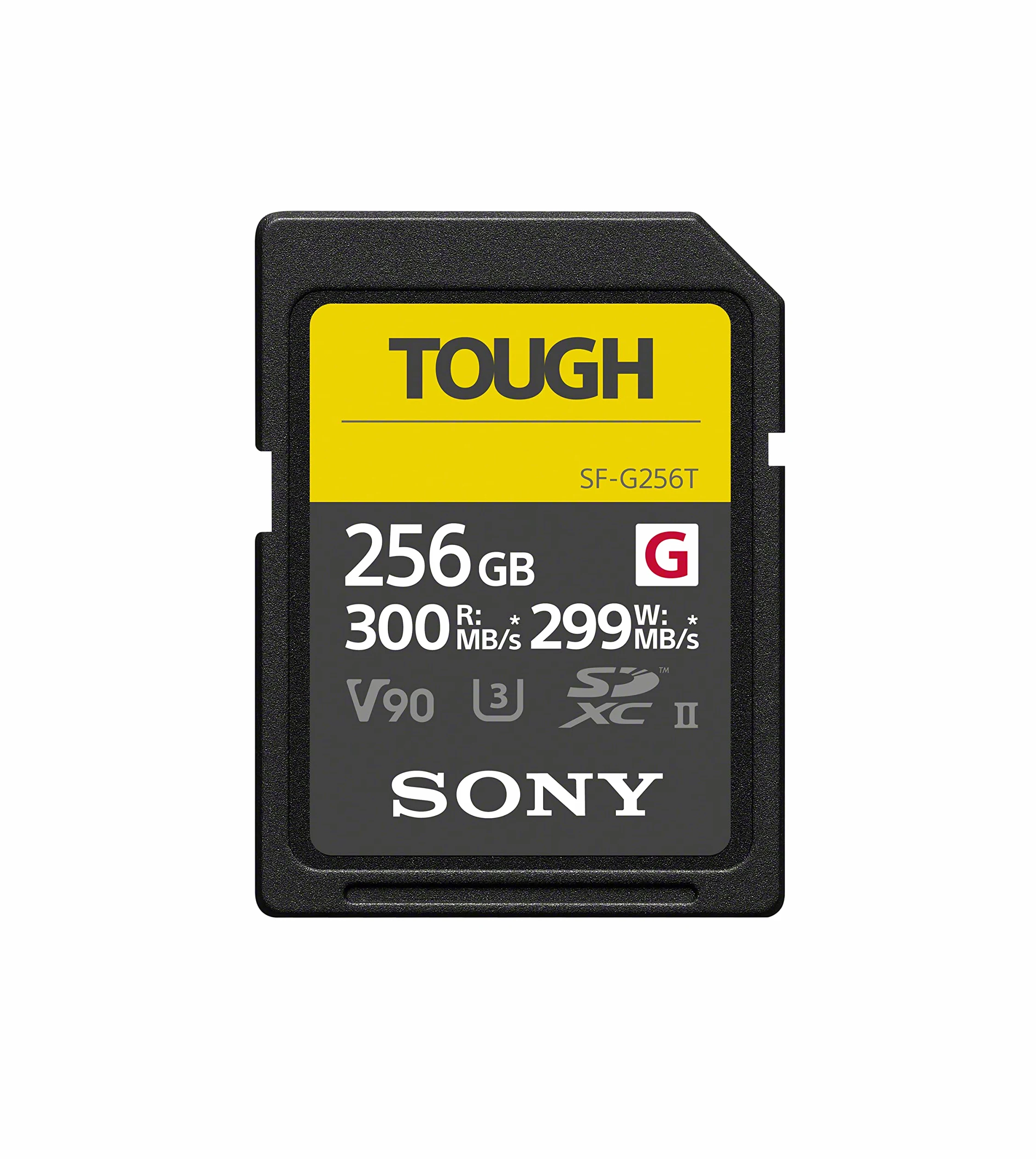Sony Memoria SD-HC 256 GB, Serie G Tough ; x18 resistente, UHS II U3 R300MB/s W299MB/s, Video speed class : V90