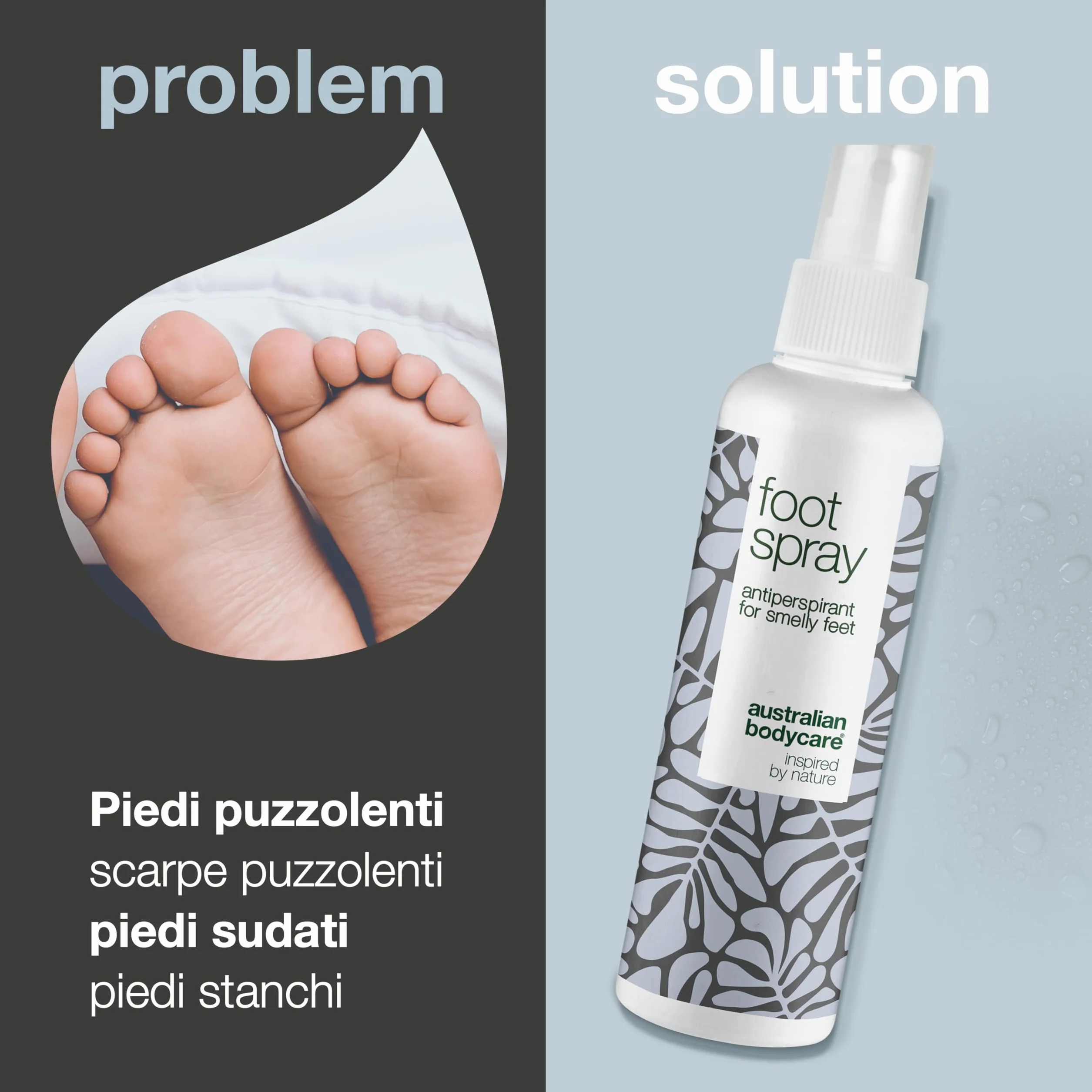 Australian Bodycare Foot Spray 150 ml Deodorante Anti traspirante per Odore Piedi Trattamento Funghi Piede Atleta