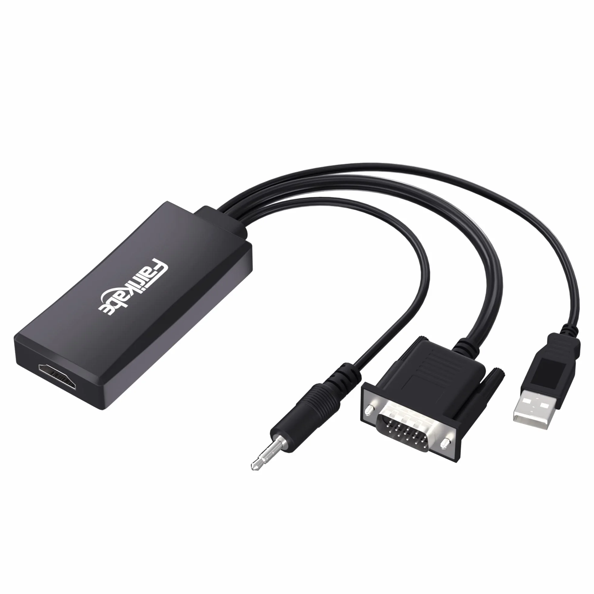 fairikabe Adattatore VGA a HDMI con audio, (sorgente di uscita VGA del PC a TV/monitor con display di ingresso HDMI), convertitore vga maschio a hdmi femmina per monitor, 1080p