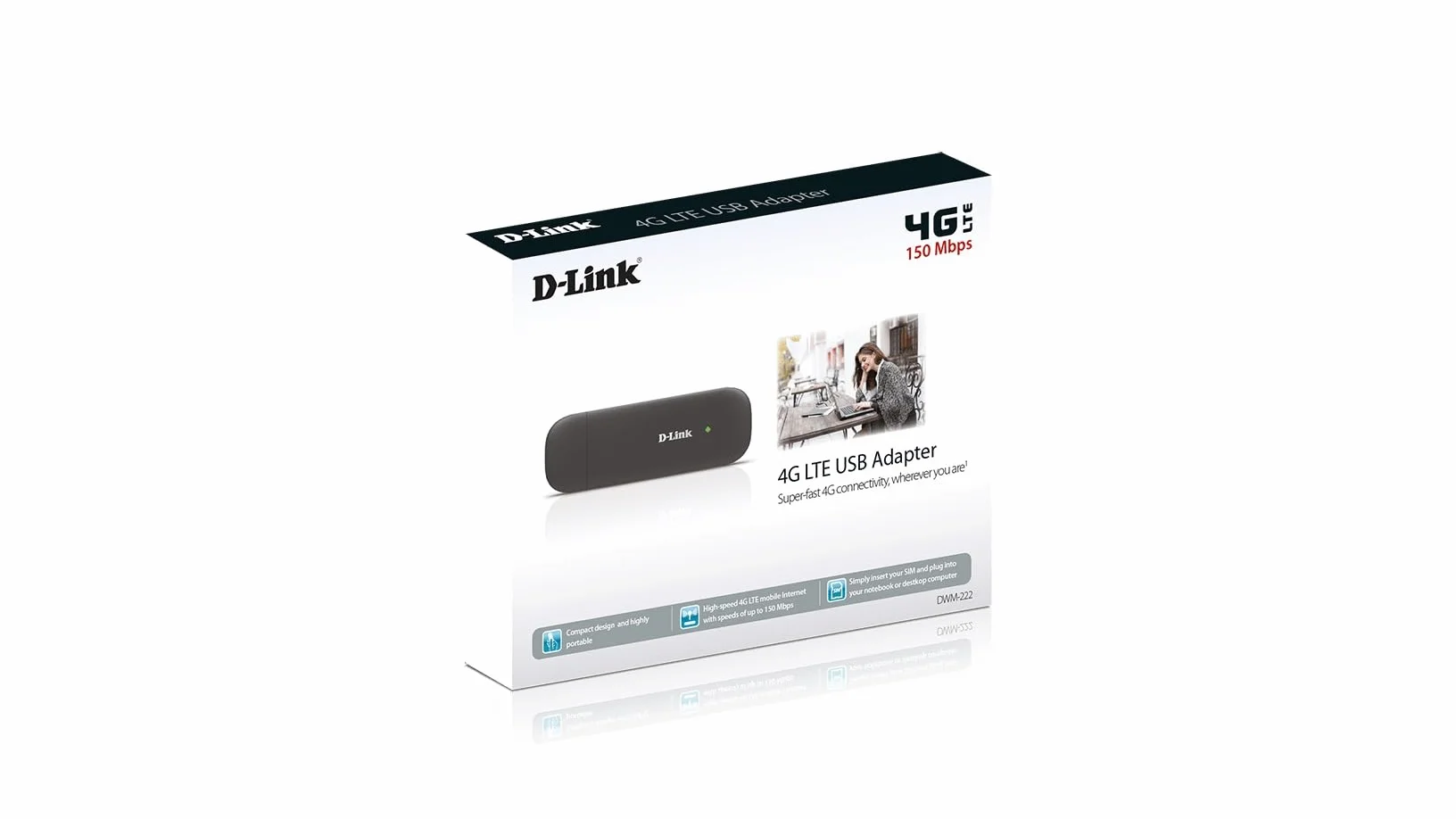 D-Link DWM-222/R Chiavetta Internet USB 4G LTE 3G HSPA+ Nero Antracite