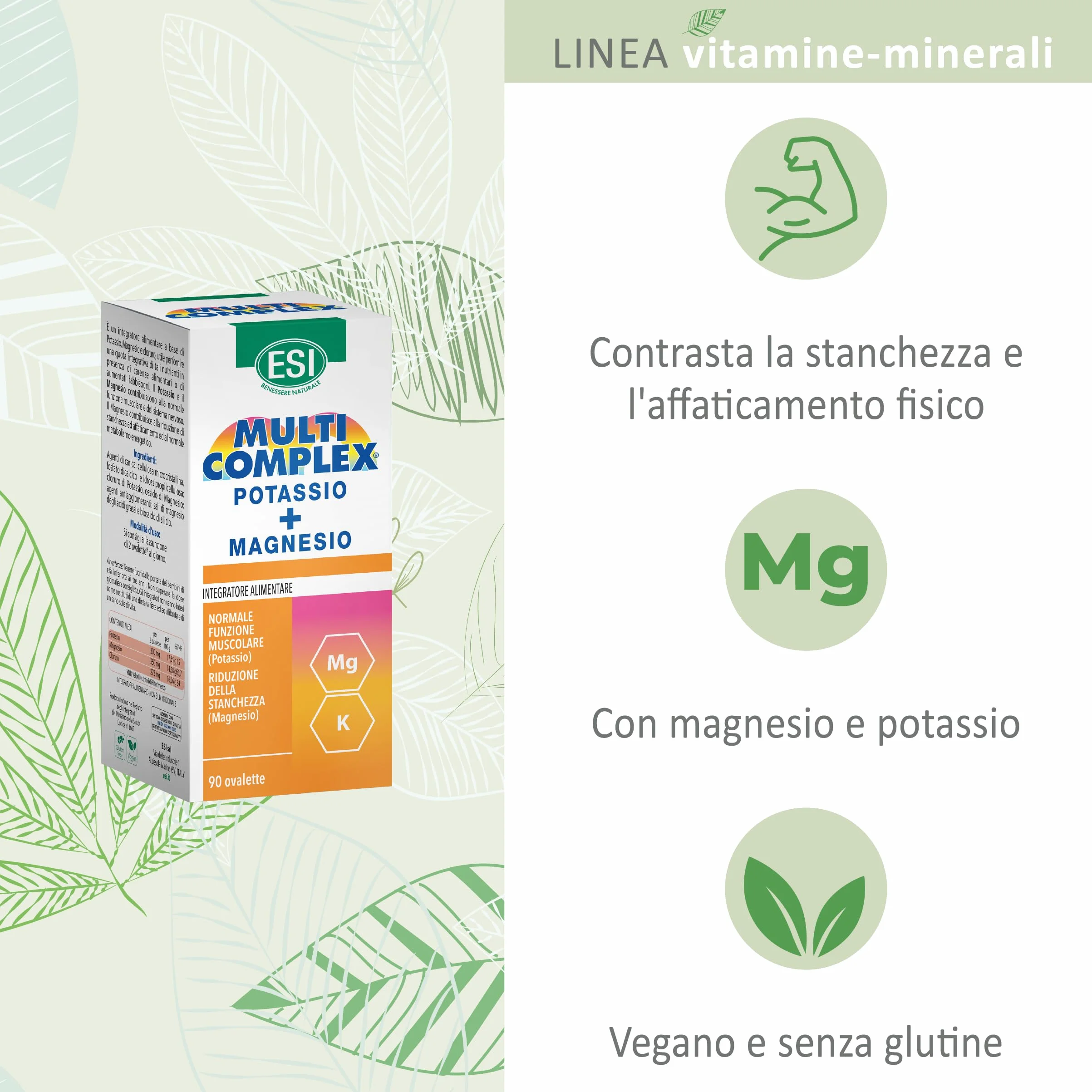 ESI Multicomplex Potassio+Magnesio Integratore Alimentare Multiminerale 90 Ovalette Stanchezza Energia