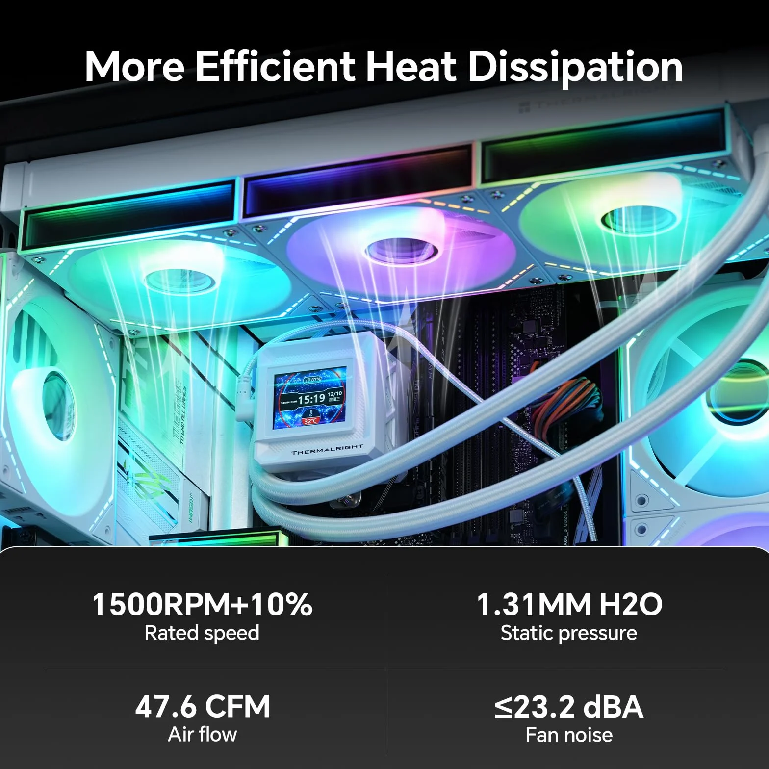 Thermalright TL‑M12QRW-S X3 Ventole per case PC da 120 mm con lama inversa, flusso d'aria 1500 giri/min, catena a margherita ARGB, illuminazione a specchio infinito, confezione da 3