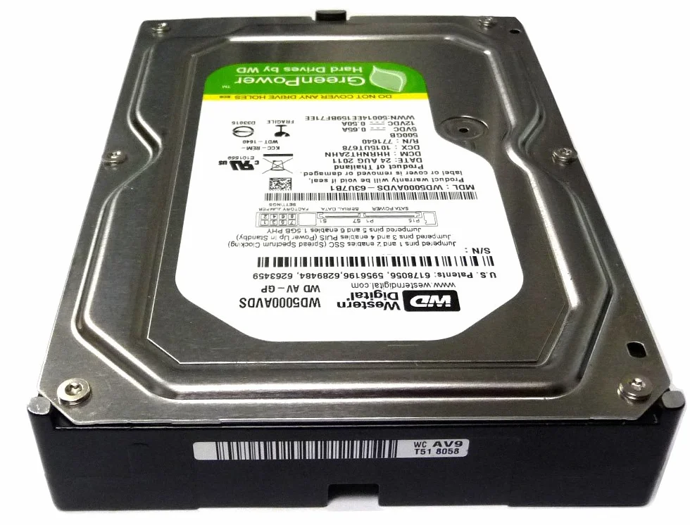 Western Digital Occidentale AV-GP Digitale HDD Interno da 3,5" da 500 GB, SATA, Buffer 32 MB, Nero