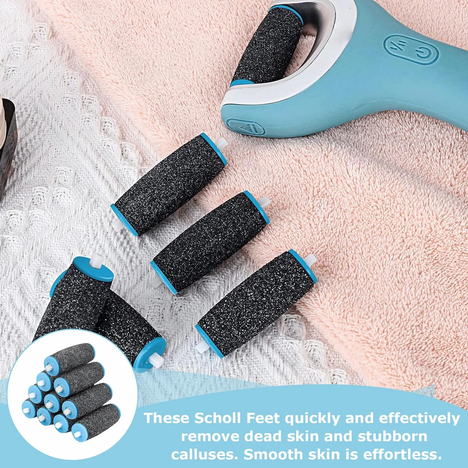 Dr Scholl Velvet Smooth Rulli Ricambi Compatibile con Scholl Smooth, Esfoliante Piedi, 10 Pezzi