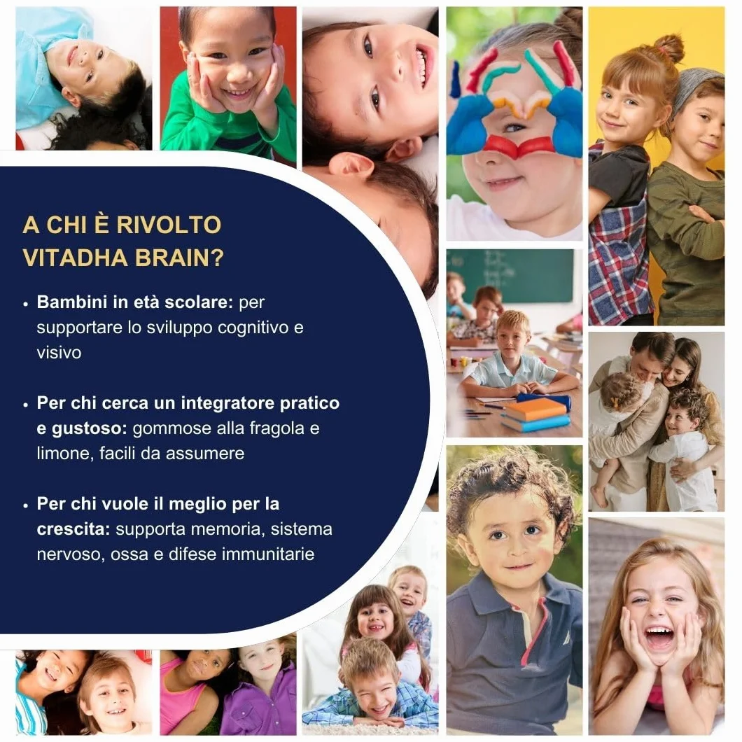 VitaDHA Brain Omega 3 Bambini 3+ Anni IFOS 5 Stelle 30 Jelly Morbide Gusto Fragola e Limone Vitamina D3 e B