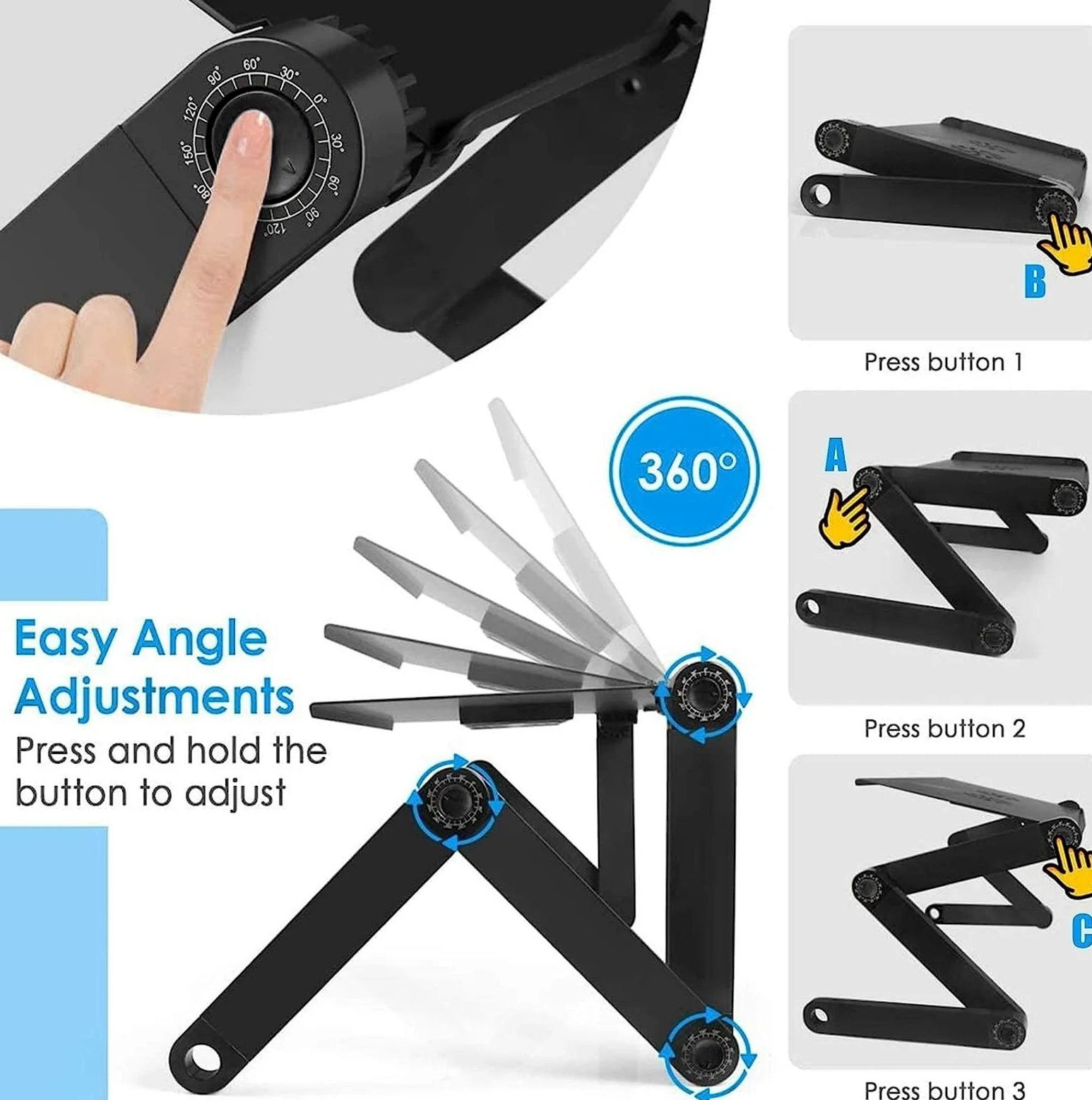 NAKEAH Supporto da Tavolo Regolabile for Laptop, Supporto for Workstation Portatile Portatile, scrivania ergonomica Pieghevole for Laptop da Ufficio in Lega di Alluminio
