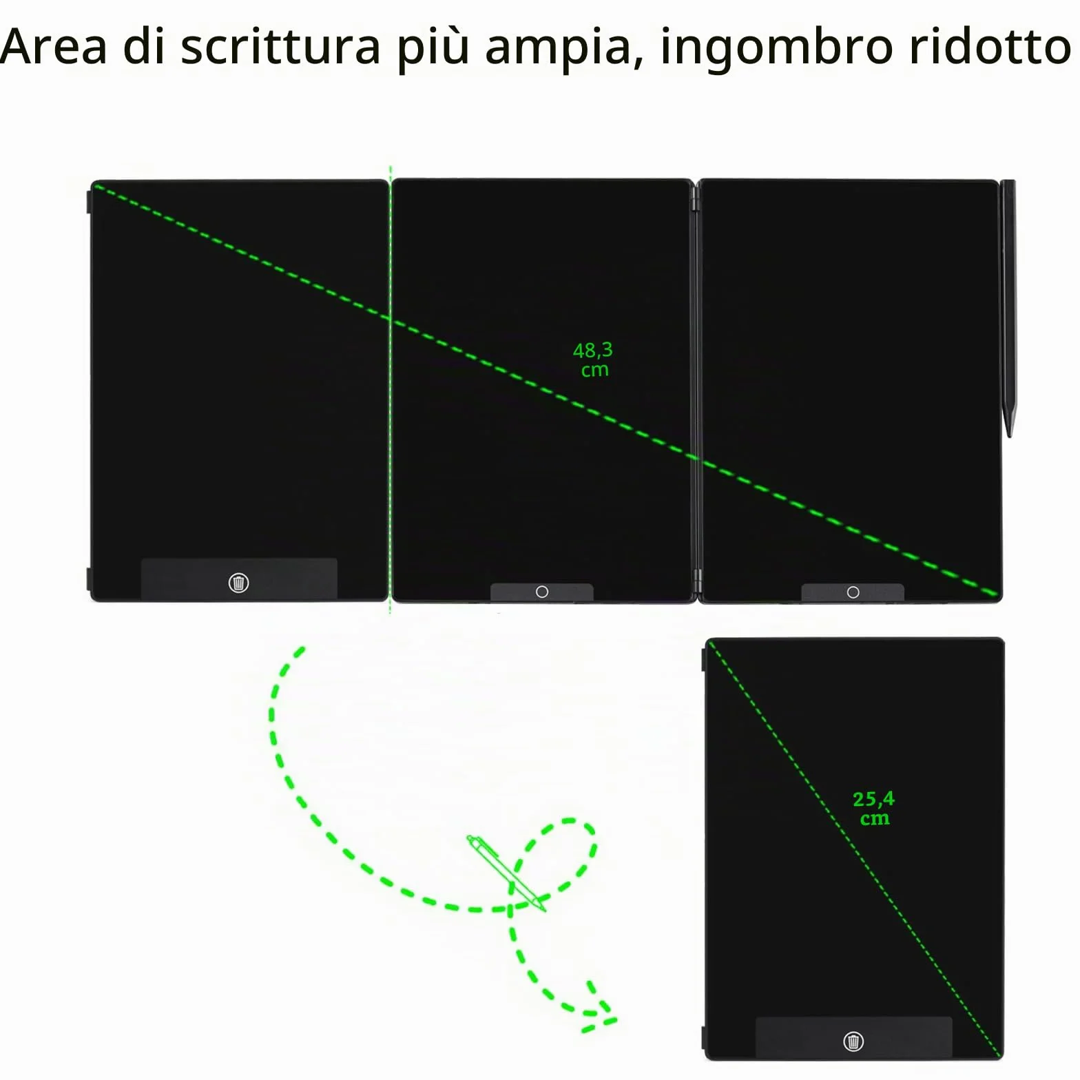 Lavagna da disegno LCD 14,3 pollici tripla pieghevole digitale con linee monocromatiche 0,5 mm per adulti ufficio