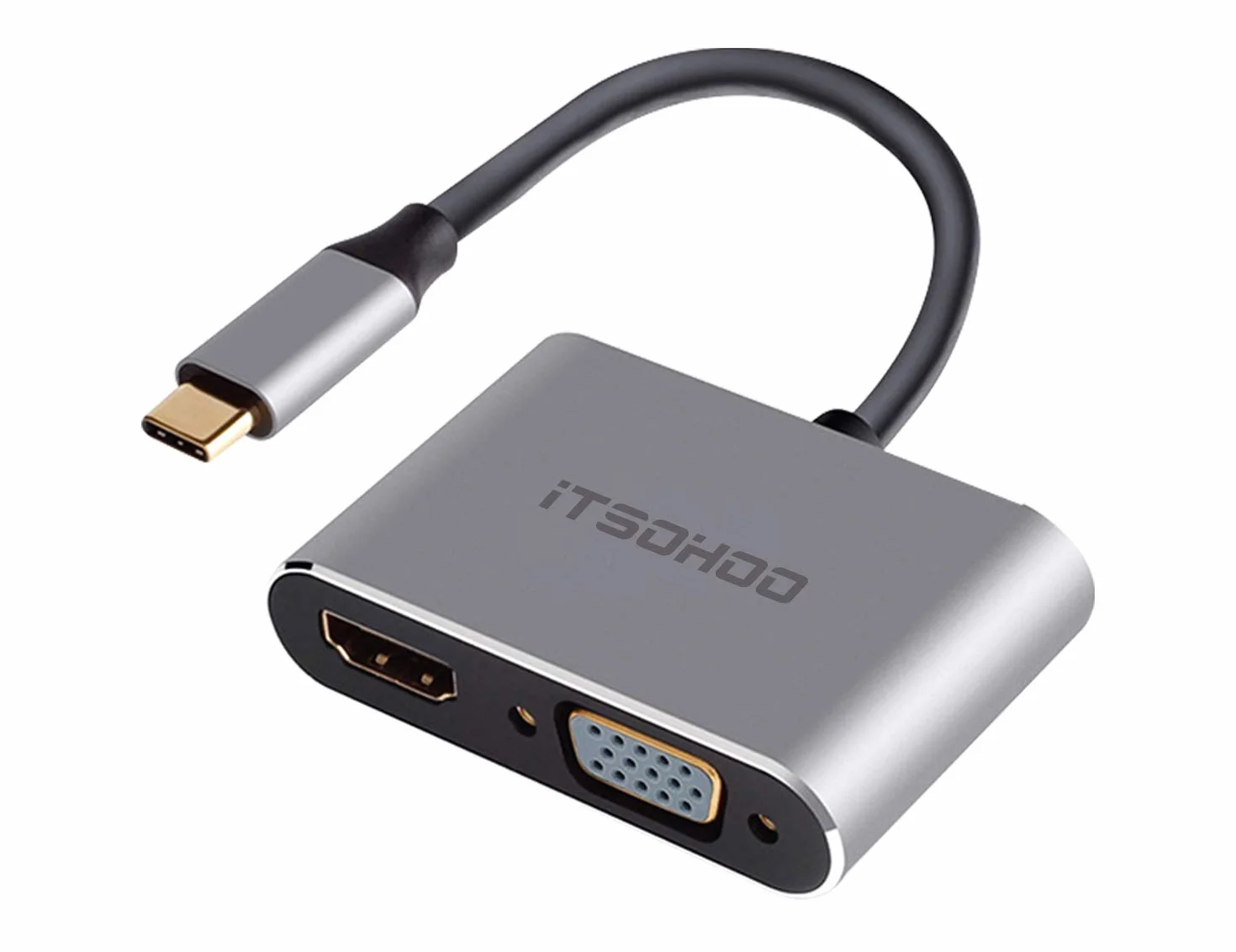Adattatore da USB C a HDMI VGA, Convertitore da USB tipo C Thunderbolt 3 a VGA HDMI 4K per MacBook Pro/Air 2020 2019, iMac, Dell XPS 13/15, Surface Go, Galaxy S20, Chromebook