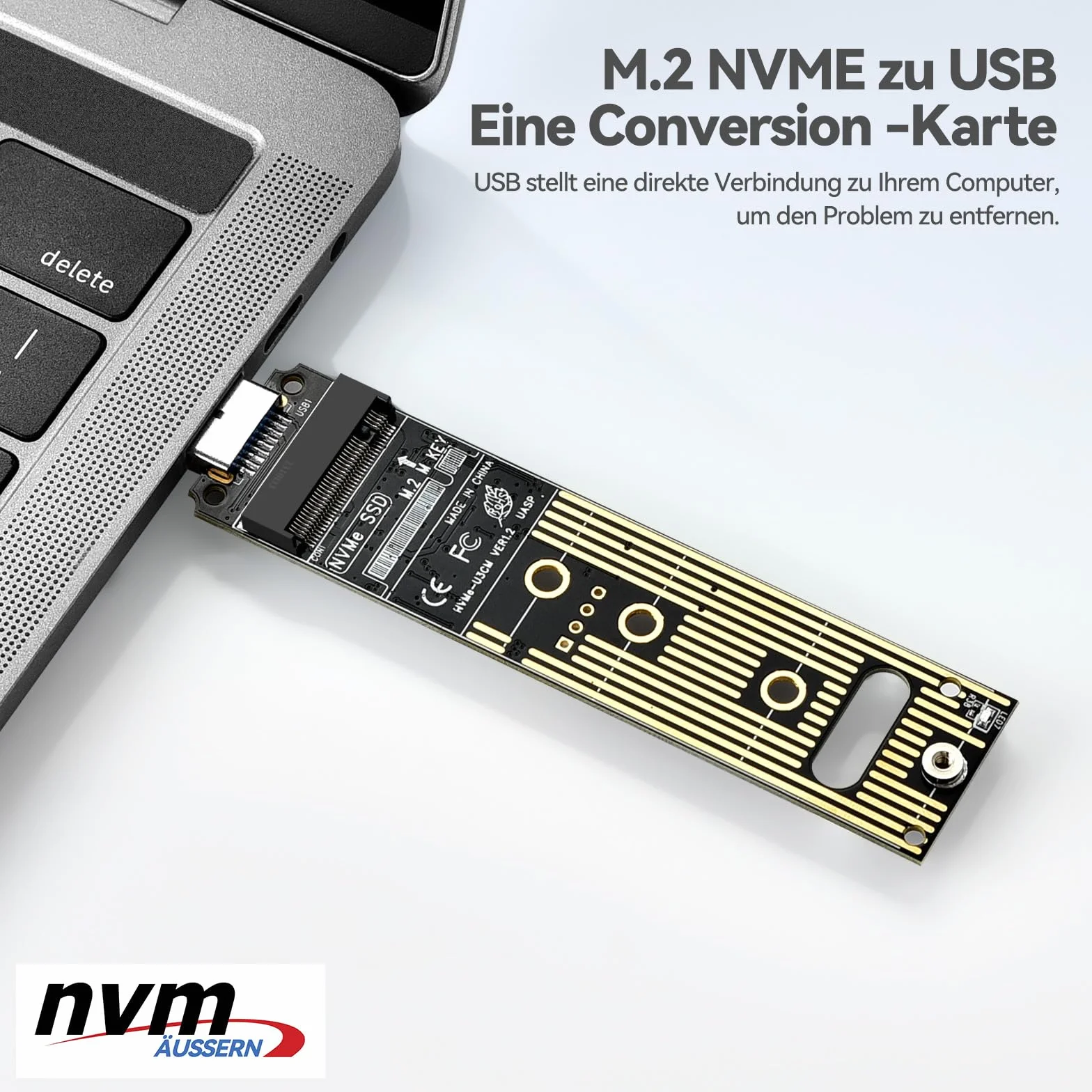ELUTENG Adattatore M.2 NVMe a USB 3.1, 10Gbps Type-A Scheda riser a inserimento diretto, Lettore di Scheda PCIe M-Key SSD 2230/2242/2260/2280