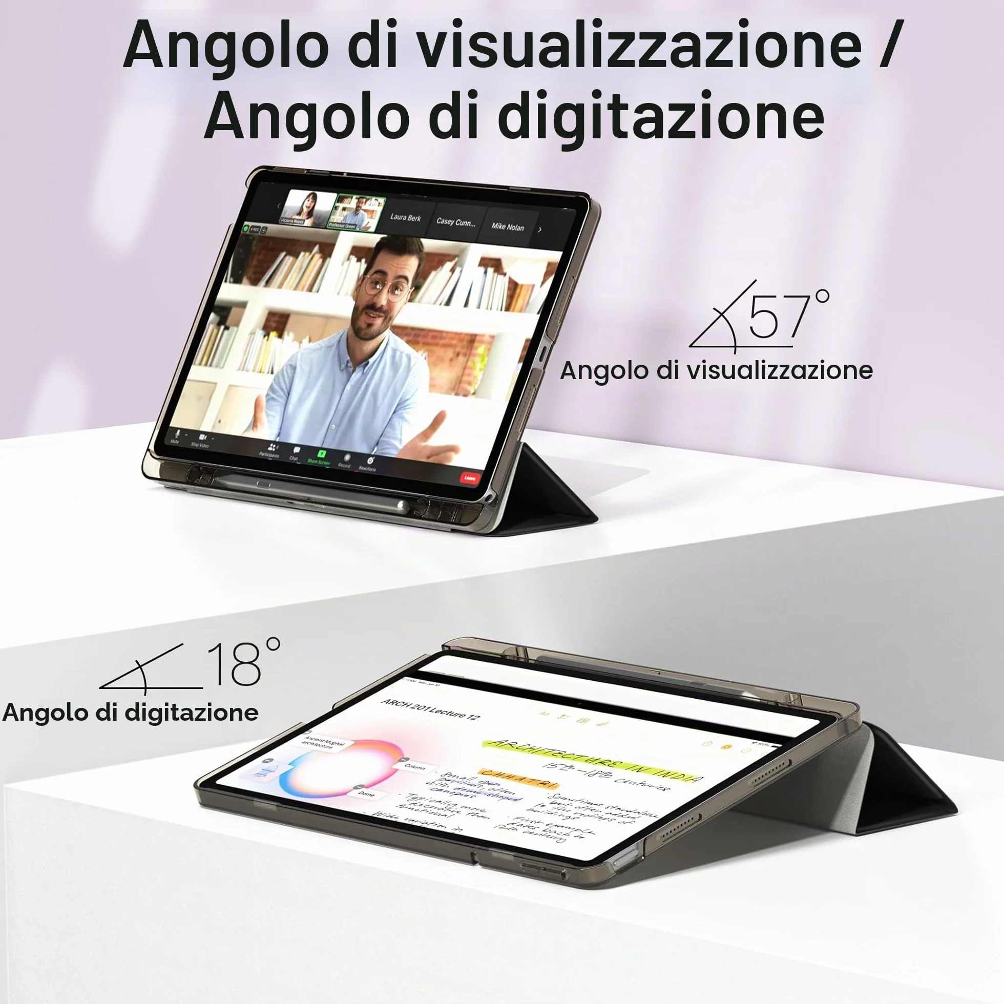 CACOE Custodia Lenovo Idea Tab 11 pollici 2025 Ultra sottile Supporto PU Nero con Pellicola Protettiva