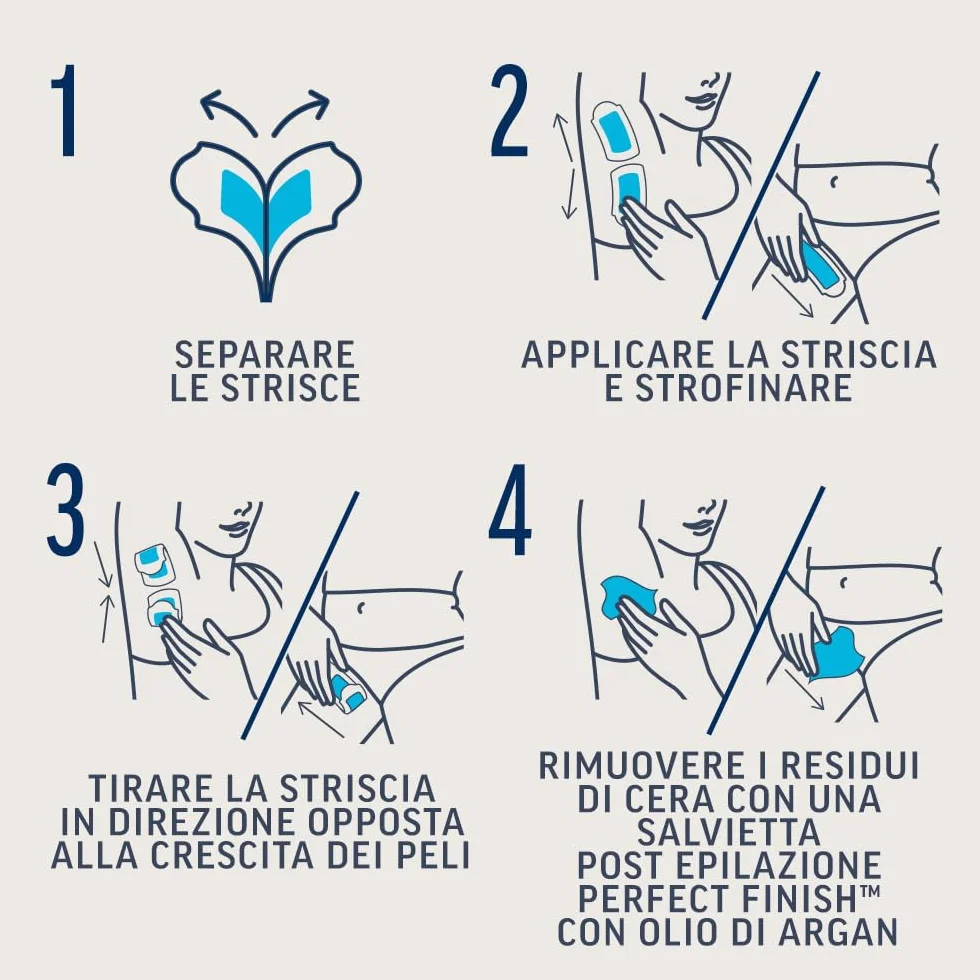 Veet Expert Strisce Depilatorie Ascelle e Zona Bikini, Ceretta Pelli Sensibili con Olio di Mandorla, 3x16 Strisce + 9 Salviette