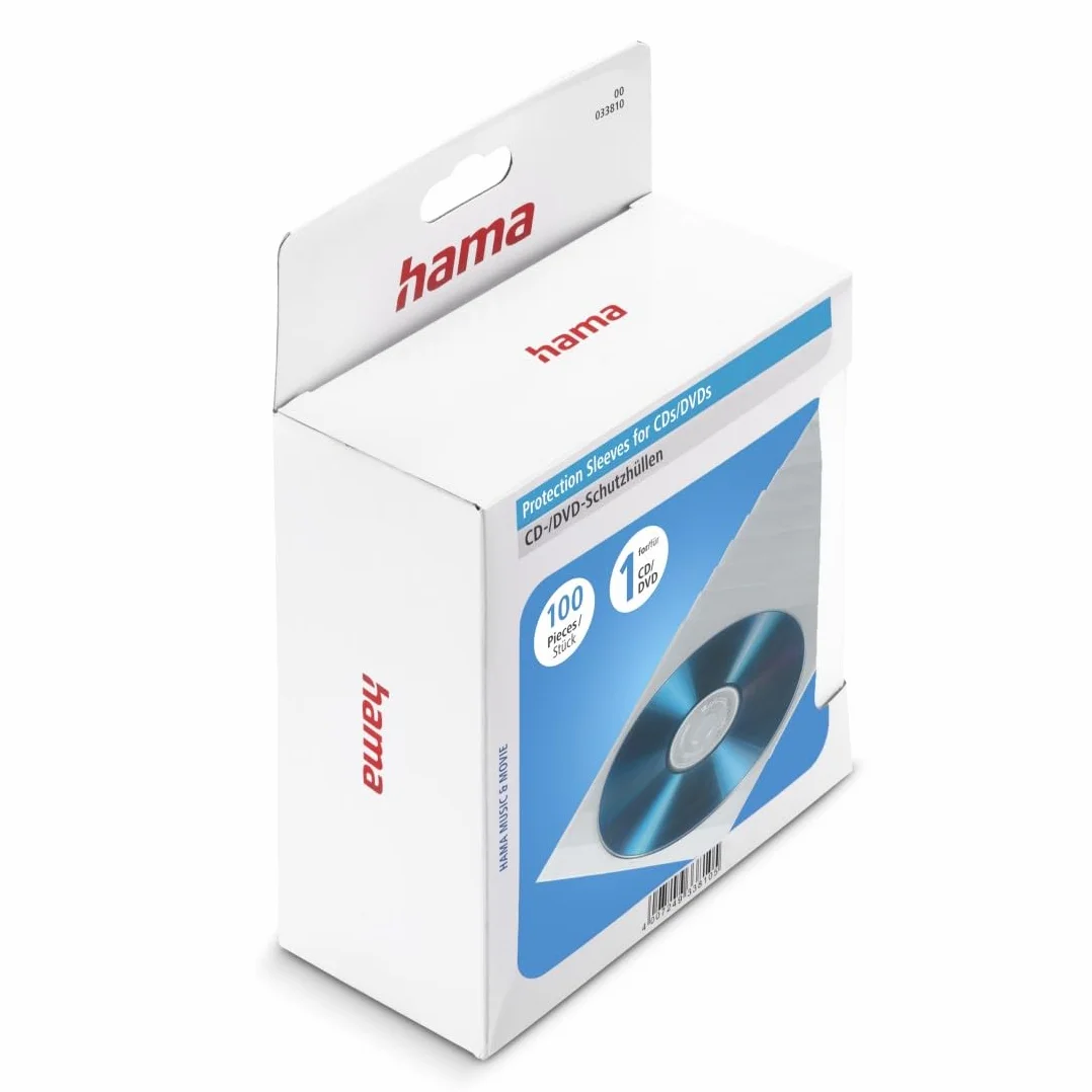 Hama - Buste protettive per CD/DVD, 100 pezzi, trasparente