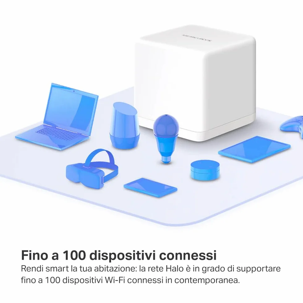 MERCUSYS TP-Link Halo H1200G(3-pack) WiFi Mesh Dual Band AC1200Mbps, Porte Ethernet Gigabit, 3 Pezzi con Copertura Fino a 320㎡, Beamforming, MU-MIMO, Modalità Router e Access Point
