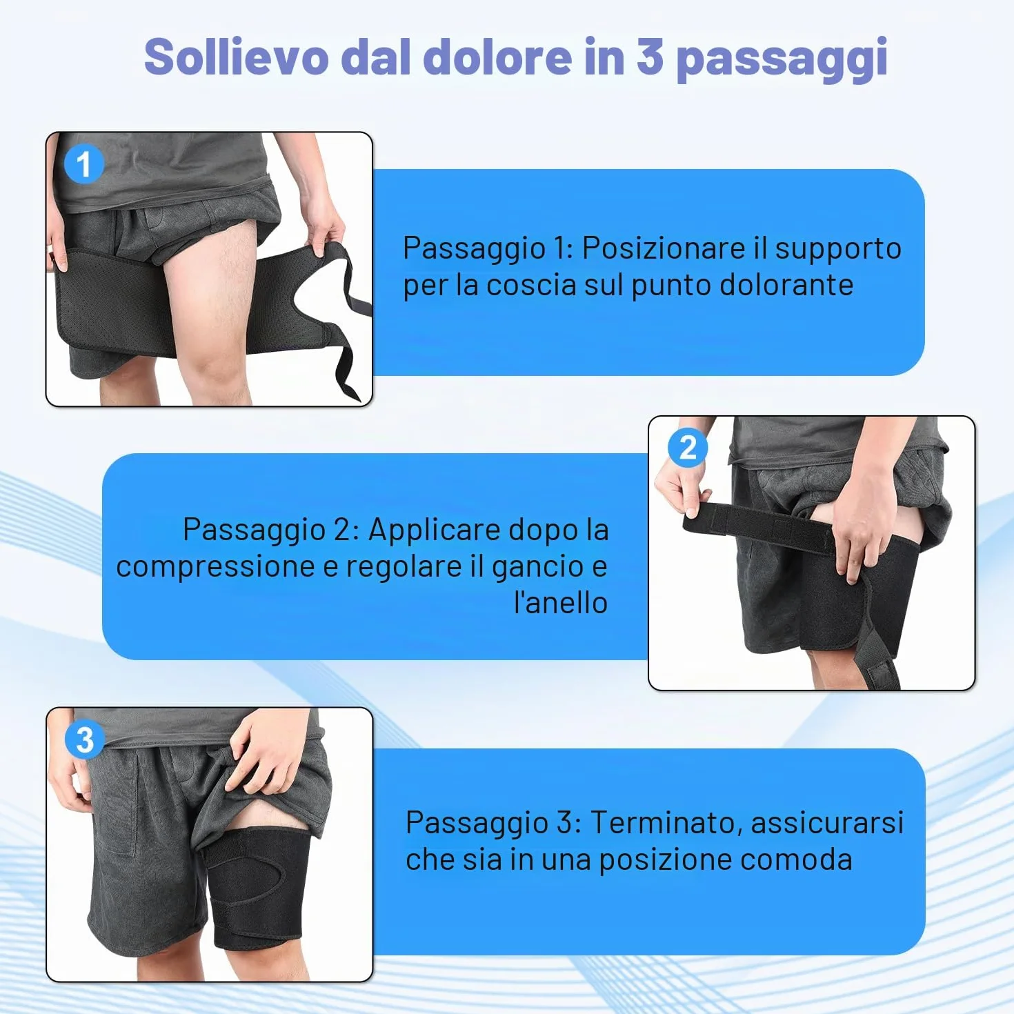 Supregear Supporto per Coscia, Fascia in Neoprene Avvolgente Compressione Manica Coscia Regolabile Nero