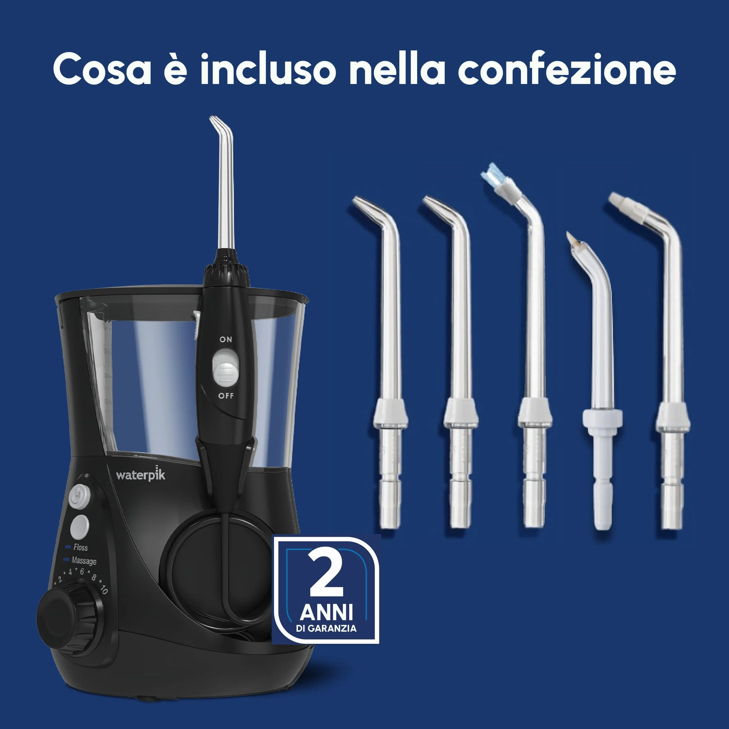 Waterpik Idropulsore Dentale Ultra Professional WP-662EU, 6 Testine, 10 Impostazioni, Nero