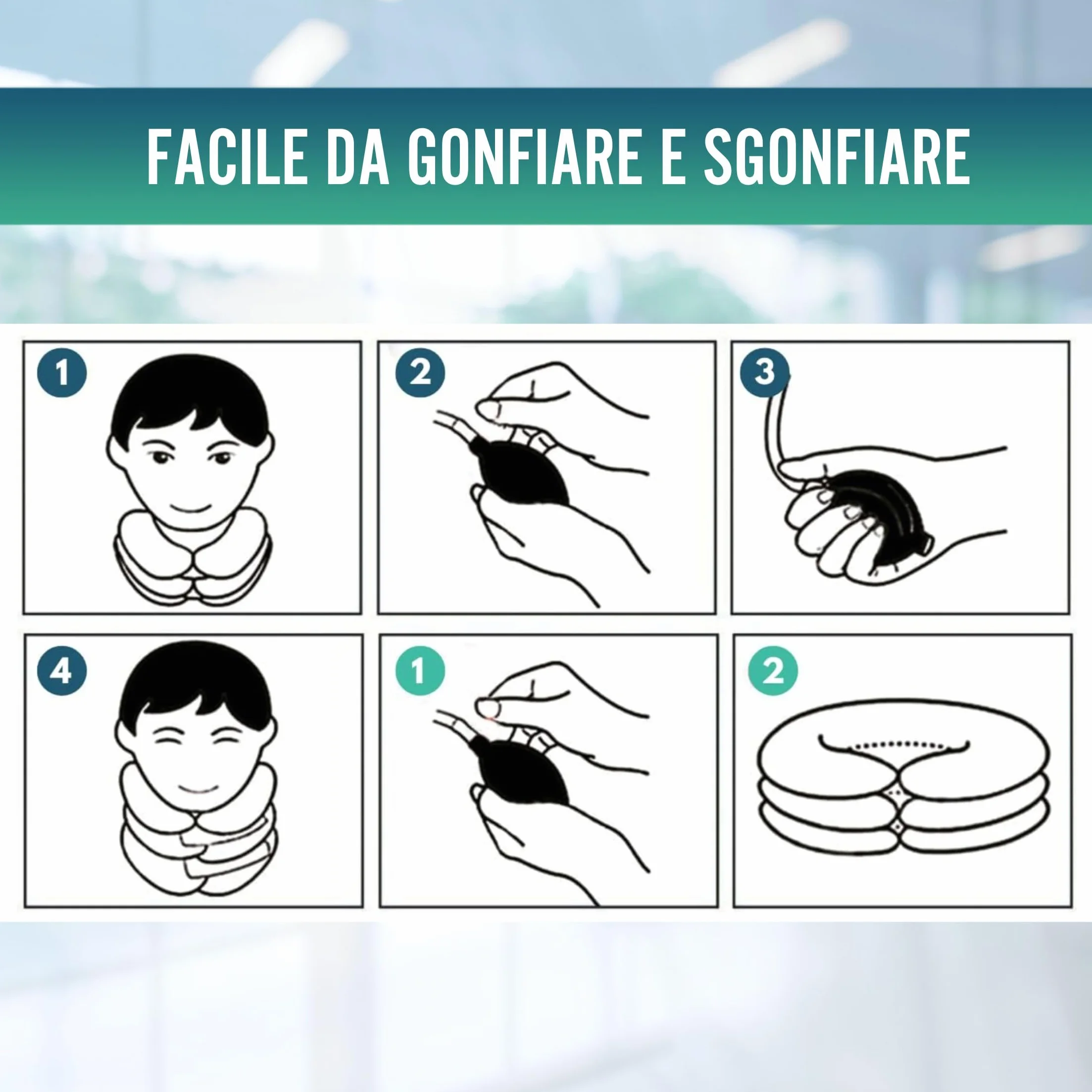 OrtoPrime Collare Cervicale Gonfiabile Trazione Cervicale Collo Professionale Cuscino Gonfiabile Neck Collar