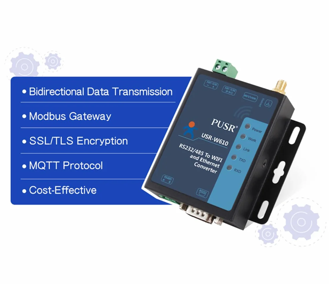 USR-W610 Wireless Converter Serial to WiFi Ethernet Converter RS485/RS232 WiFi Serial Server Support Modbus Gateway Realizza dati seriali e pacchetto dati TCP/IP Trasmissione trasparente