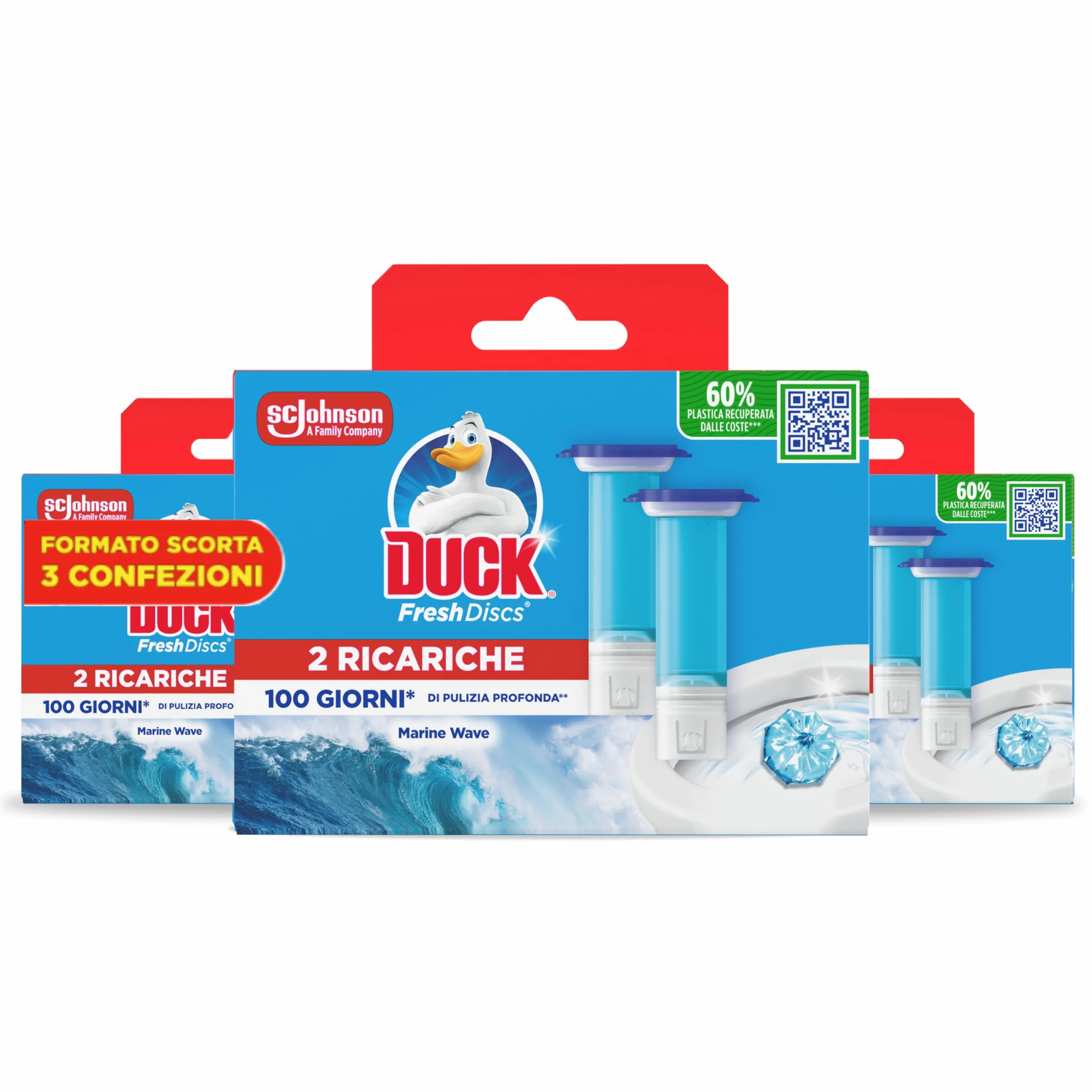 Duck Fresh Discs Dischi Gel Igienizzanti WC Fragranza Brezza Marine 6 Ricariche 36 Dischi