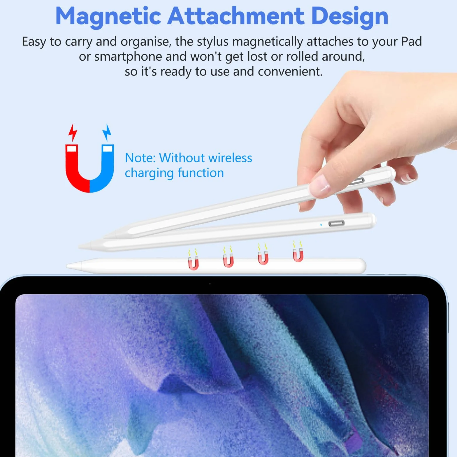 KISSLEAF Penna Universale per Tablet e Telefono per Android Samsung Lenovo Huawei XiaoMi Vivo con 5 Suggerimenti, Punta Della Penna da 1.5 mm, Ricarica Rapida 30 Minuti, Adsorbimento Magnetico