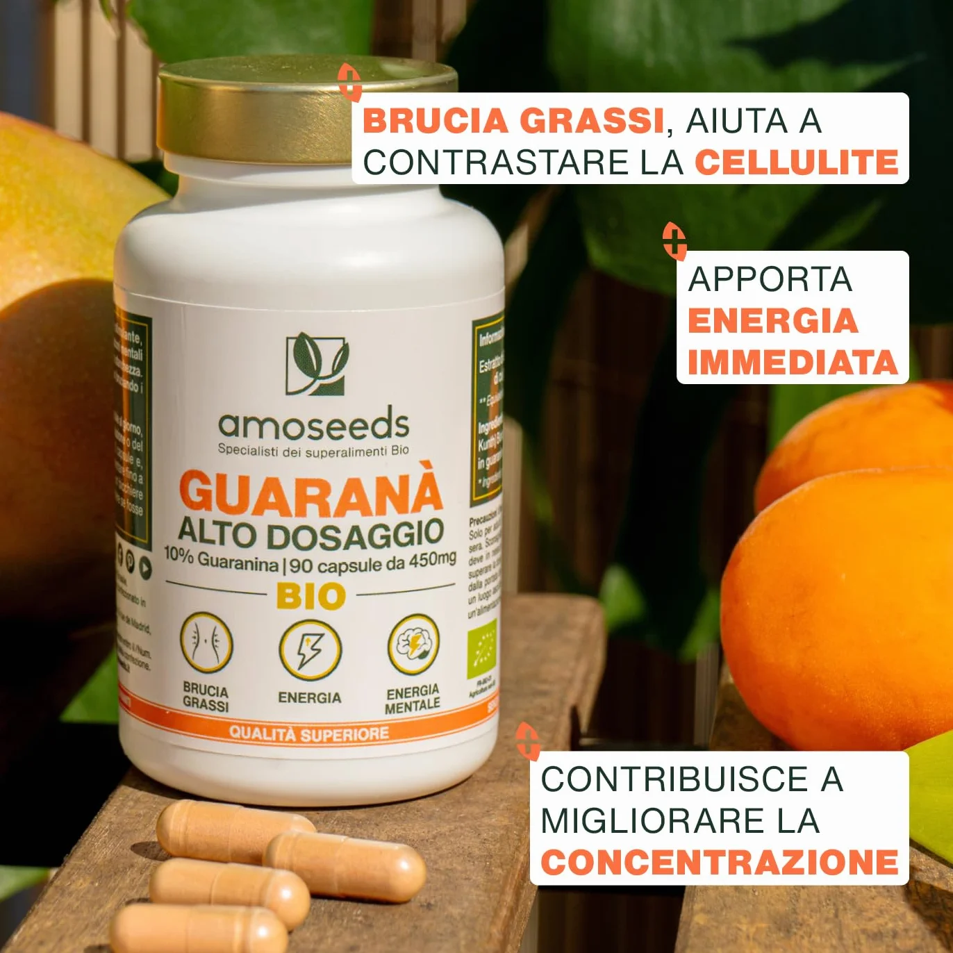 Guaranà BIO Extra Forte 5400mg 10% Caffeina Naturale 90 kapsułek Energia Koncentracja
