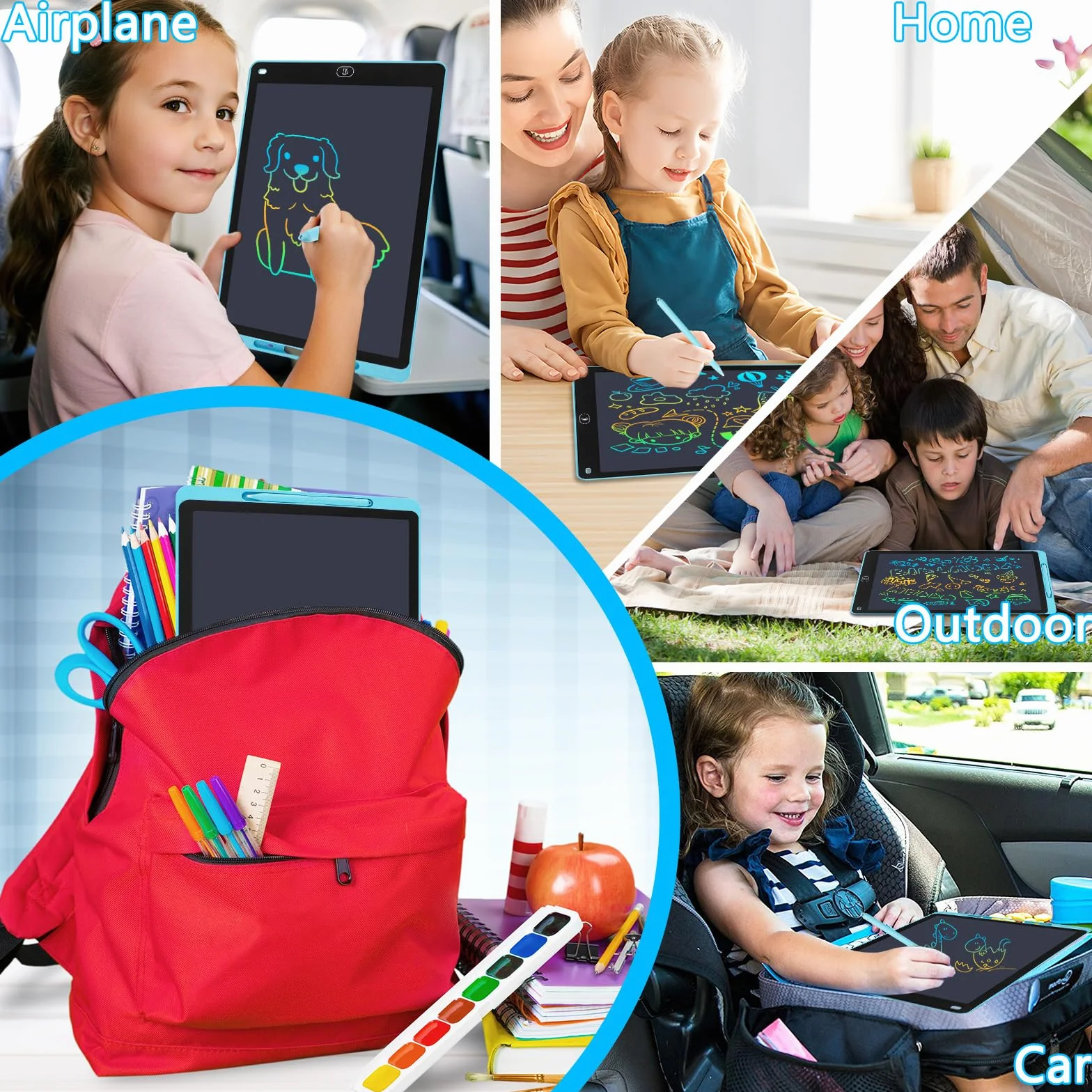 Tavoletta Grafica Bambini 16 Pollici LCD Lavagna Magnetica Cancellabile Display Colorato Giocattoli Educativi 3-12 Anni Blu